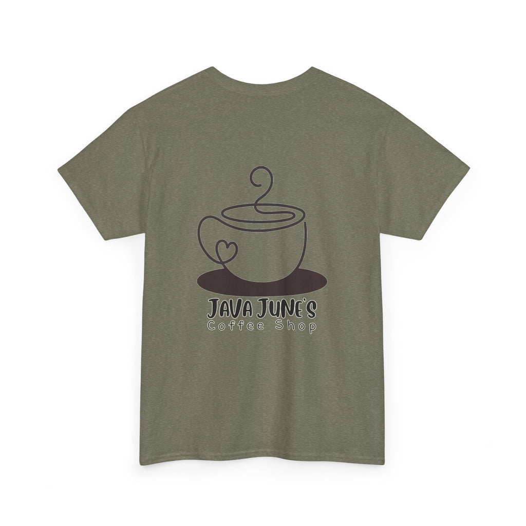 BASIC DRAFT Java June’s Coffee Shop Tee — Cute Coffee Cup Logo T-Shirt