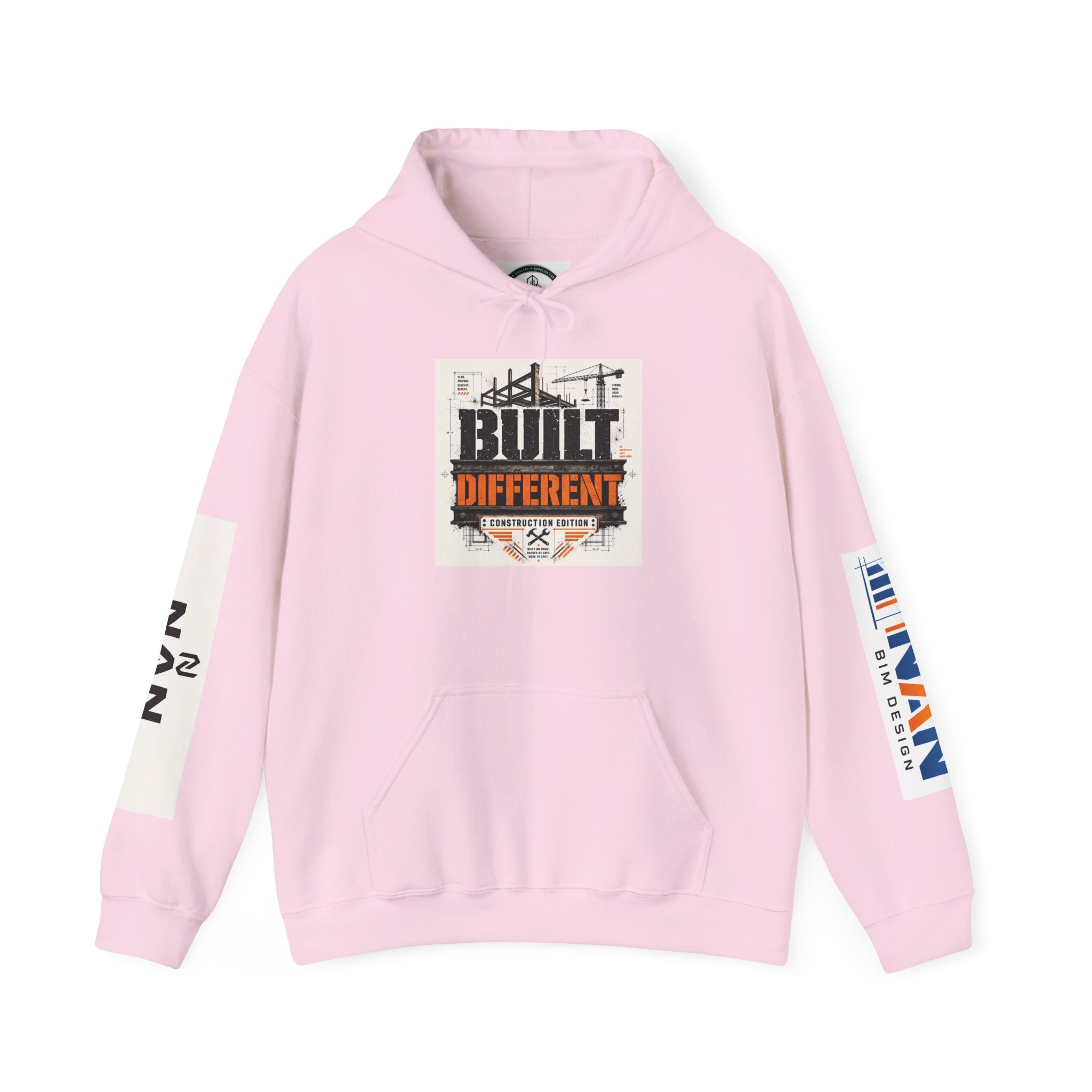 Hoodie - "Built Different" Construction Crew Logo Hoodie