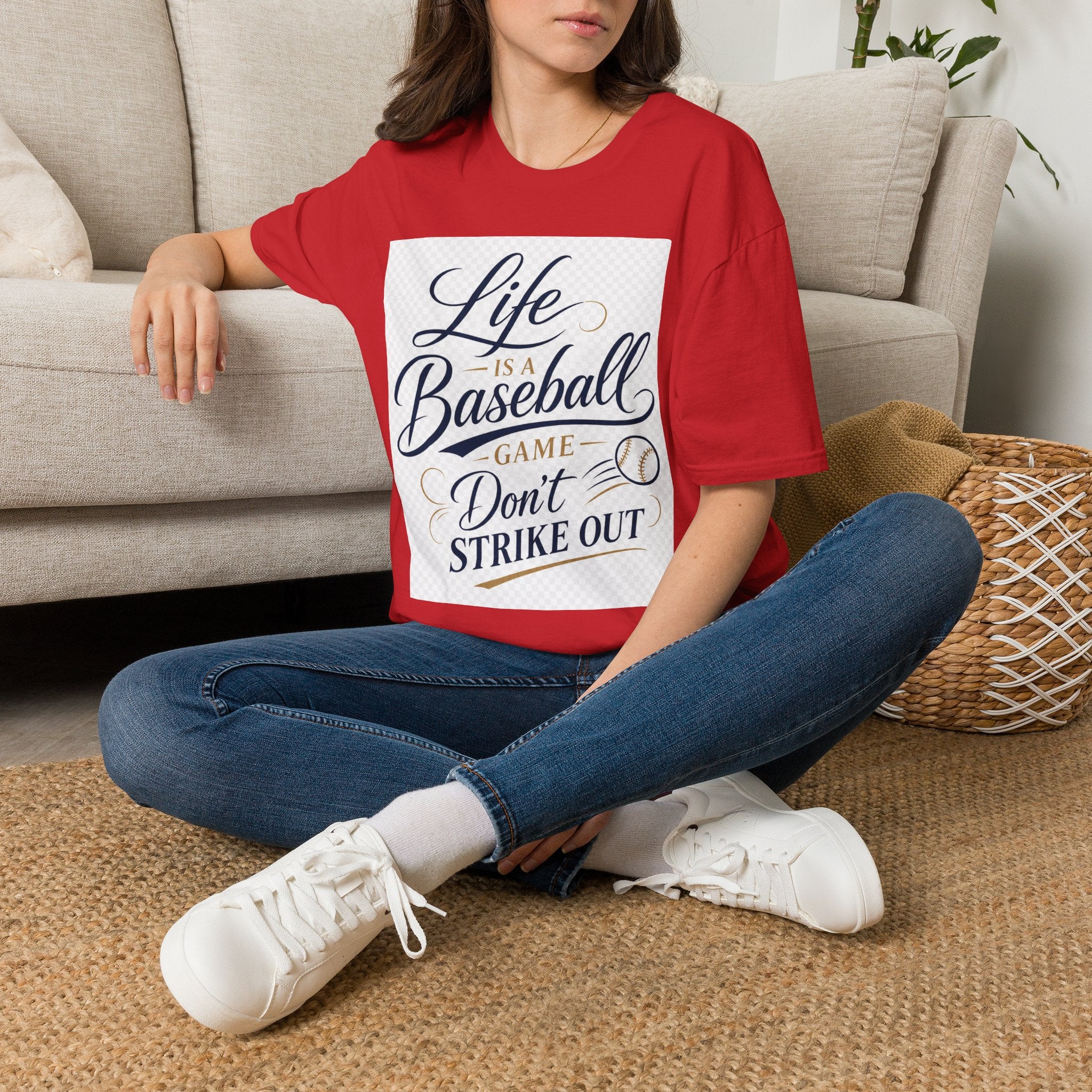 Baseball T-Shirt — “Life Is a Baseball” Inspirational Soft Tee (Don’t Strike Out)