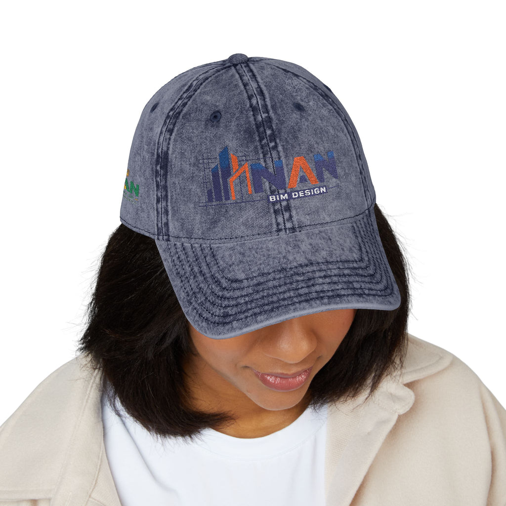 Vintage Embroidered Cap — Distressed NAN Logo Baseball Hat