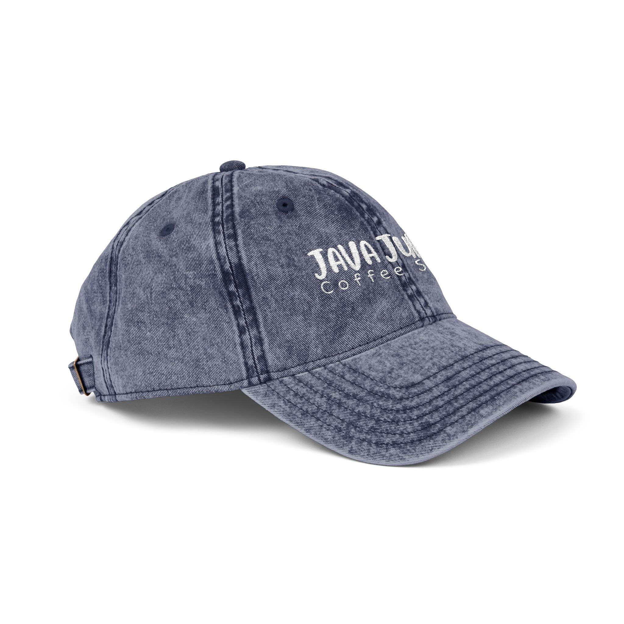 DRAFT Vintage Embroidered Baseball Cap — "Java Juno Coffeehouse" Washed Cotton