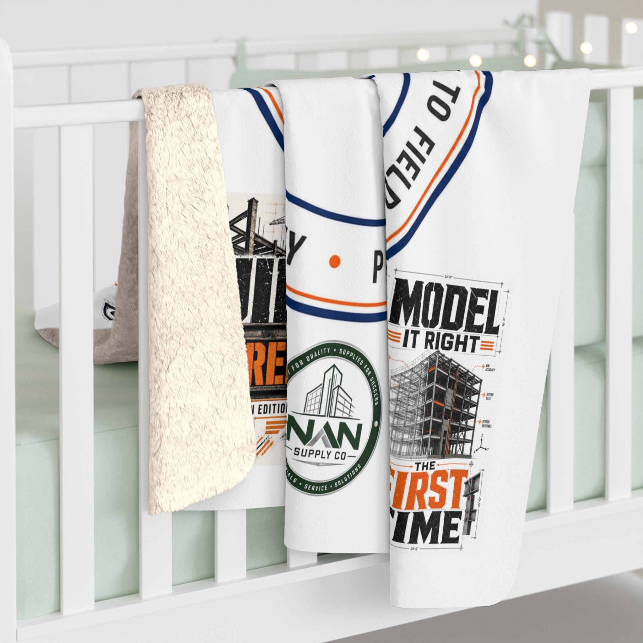 Sherpa Fleece Blanket — NAN BIM Design Logo Plush Throw for Construction Professionals