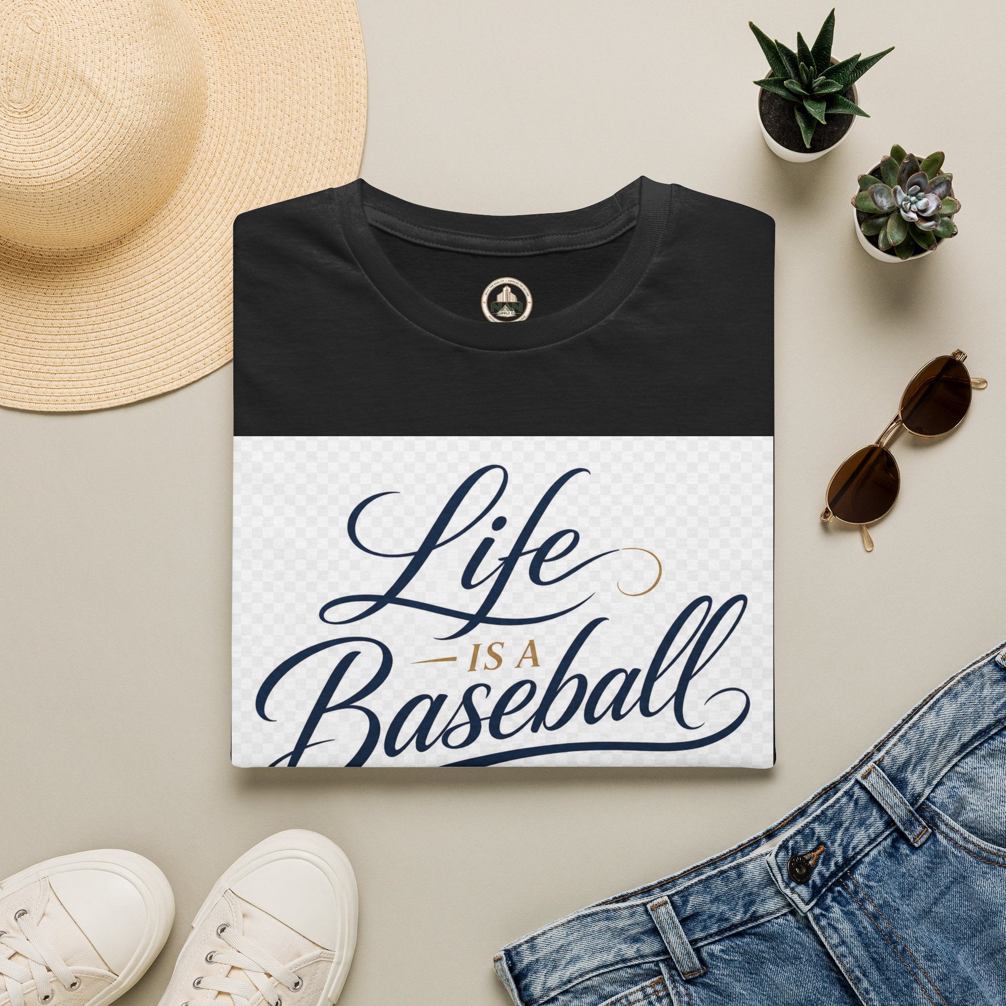 Baseball T-Shirt — “Life Is a Baseball” Inspirational Soft Tee (Don’t Strike Out)