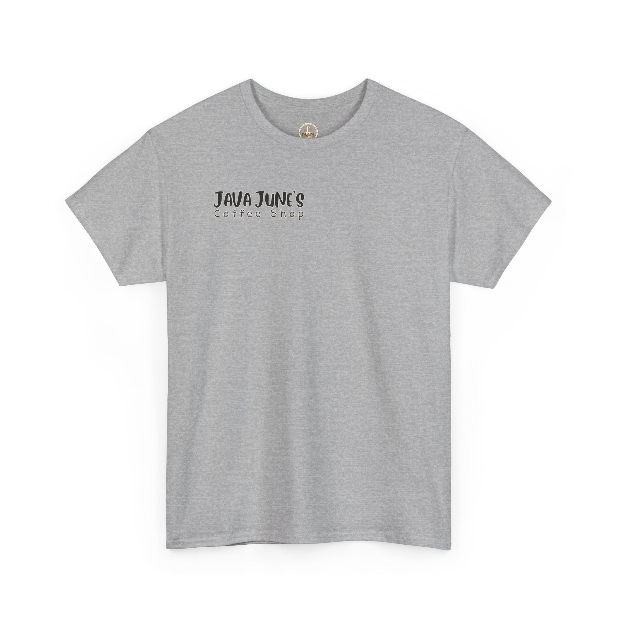 BASIC DRAFT Java June’s Coffee Shop Tee — Cute Coffee Cup Logo T-Shirt