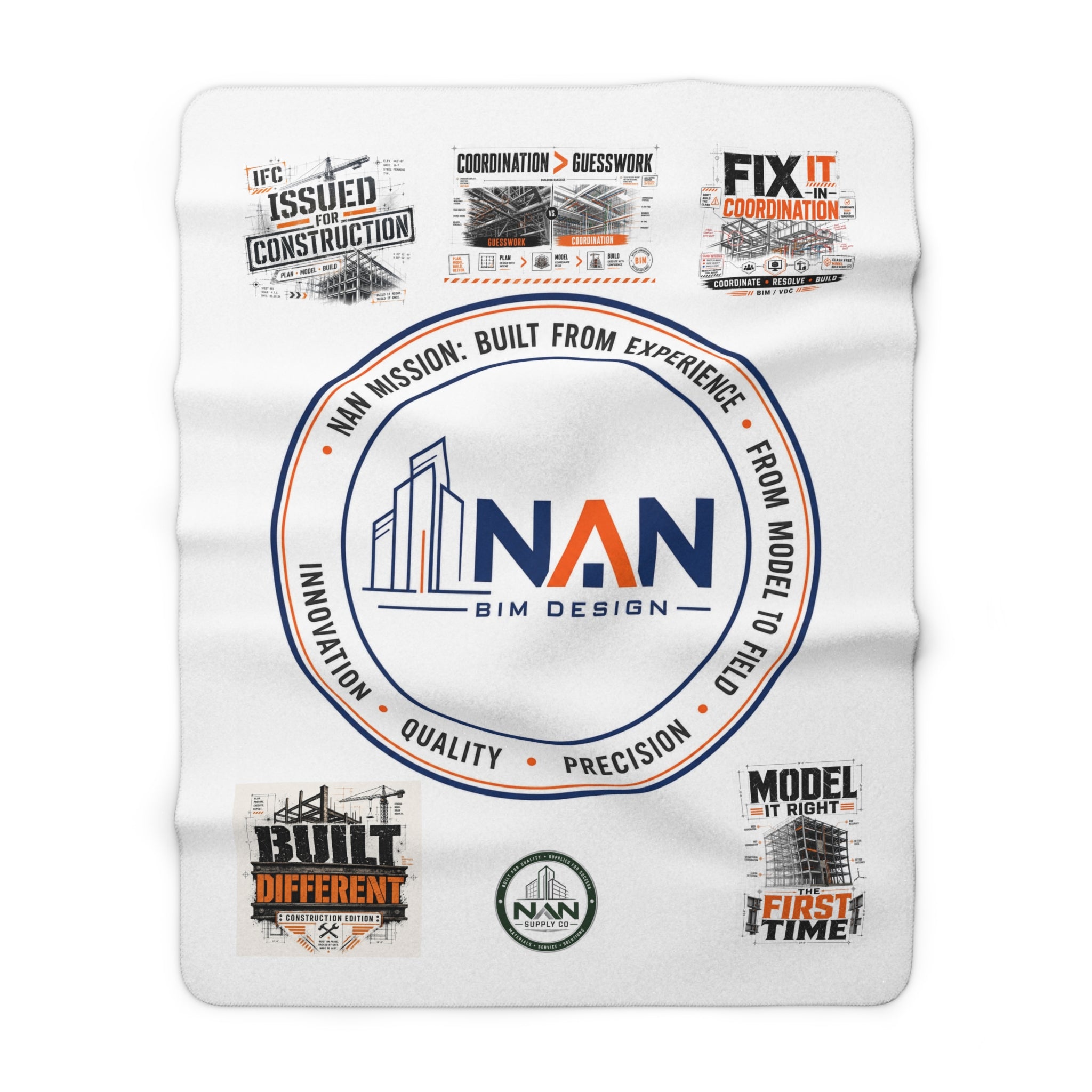 Sherpa Fleece Blanket — NAN BIM Design Logo Plush Throw for Construction Professionals
