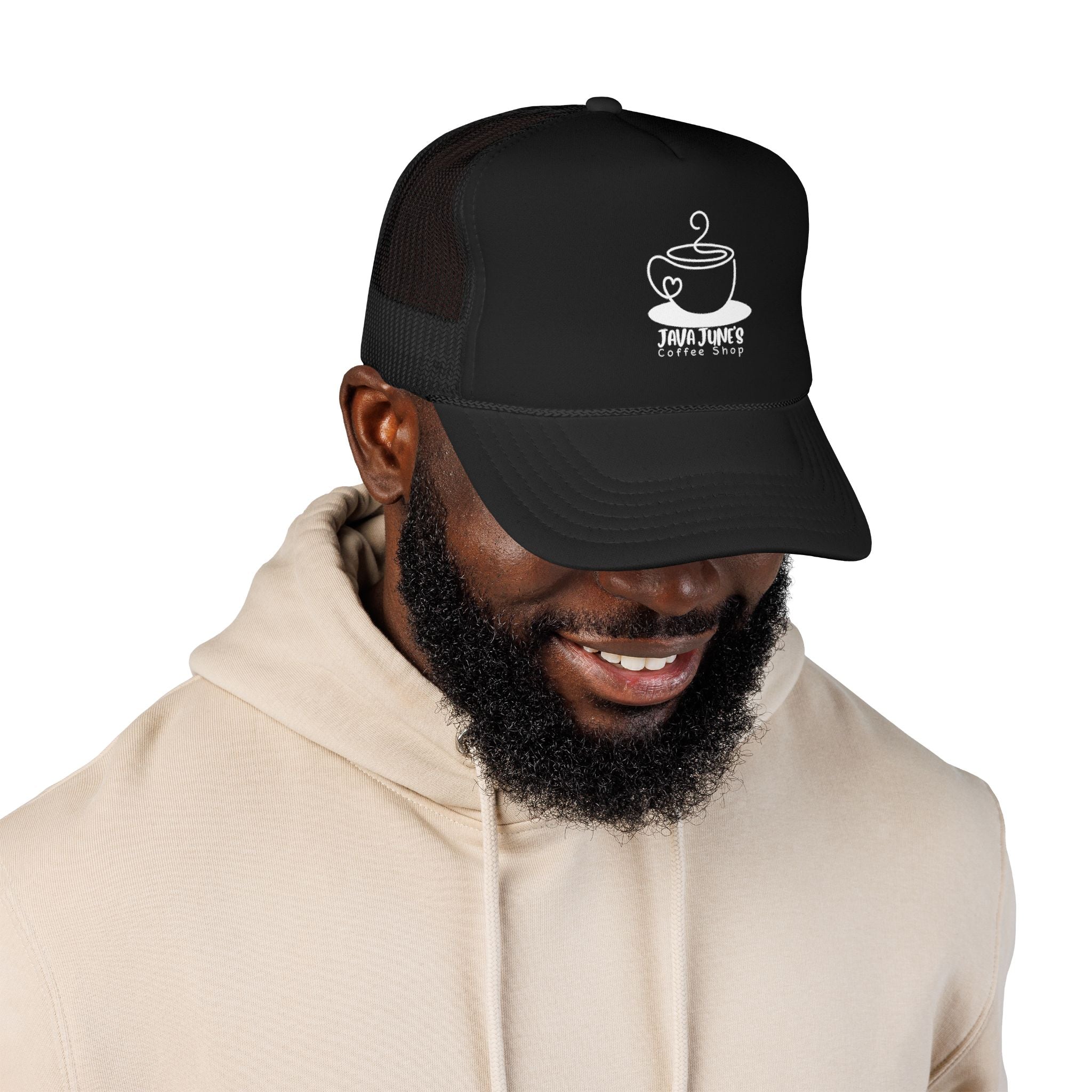 Coffee Shop Trucker Hat – Java June’s Logo Foam Cap