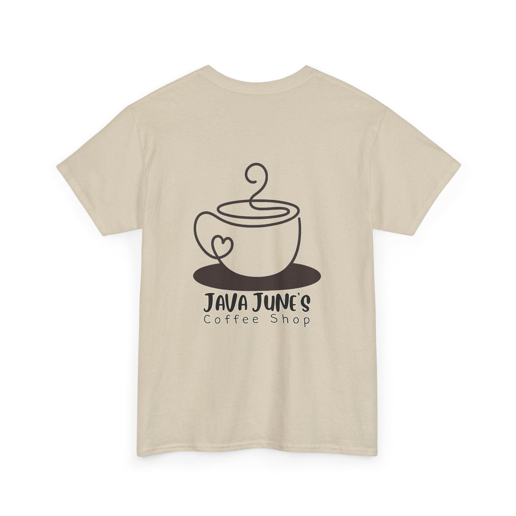 BASIC DRAFT Java June’s Coffee Shop Tee — Cute Coffee Cup Logo T-Shirt