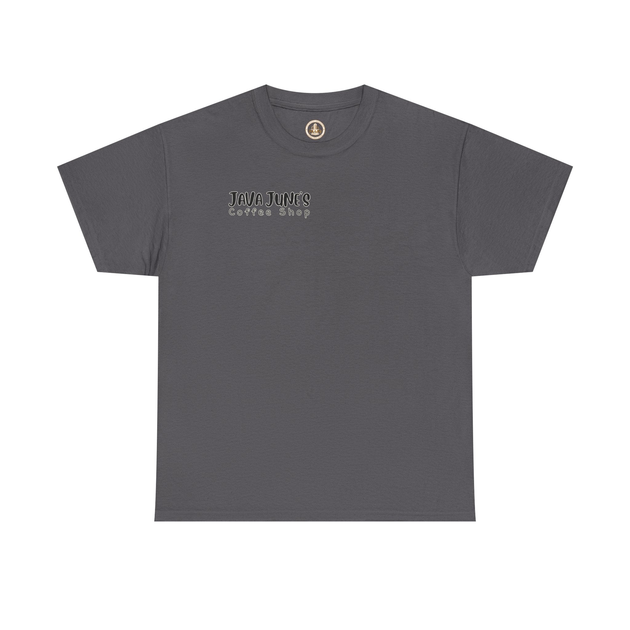 BASIC DRAFT Java June’s Coffee Shop Tee — Cute Coffee Cup Logo T-Shirt