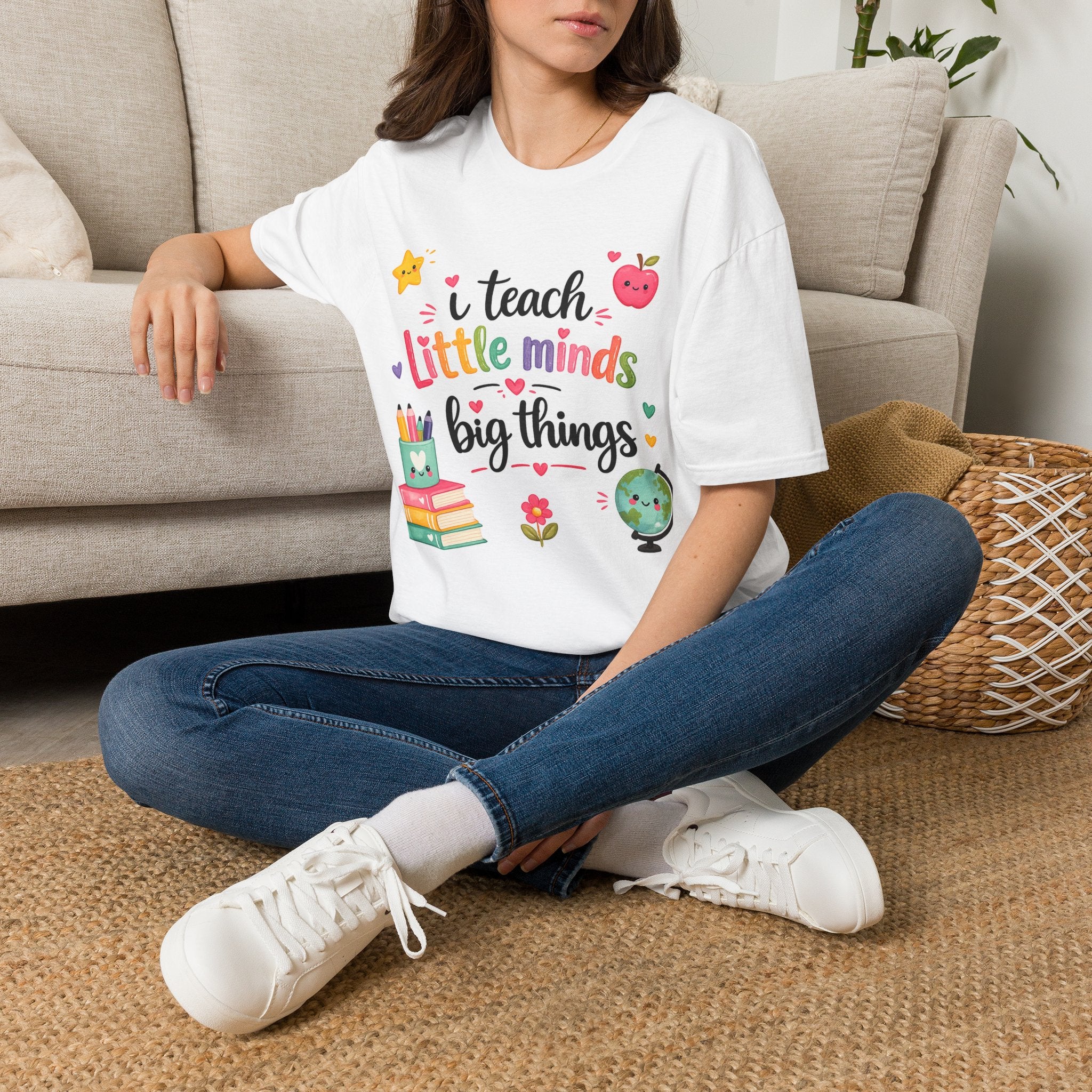 Teacher T-Shirt — "I Teach Little Minds Big Things" Cute Colorful Graphic