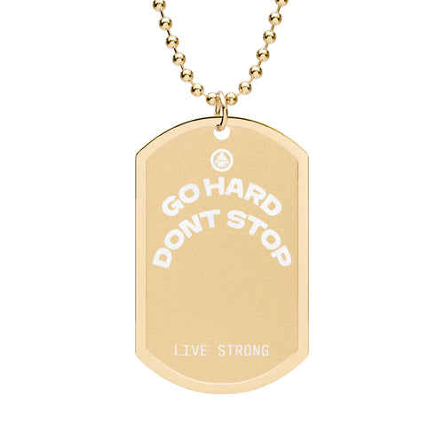"Go Hard Don’t Stop" Engraved Dog Tag Necklace — Motivational Pendant for Athletes & Fitness Lovers