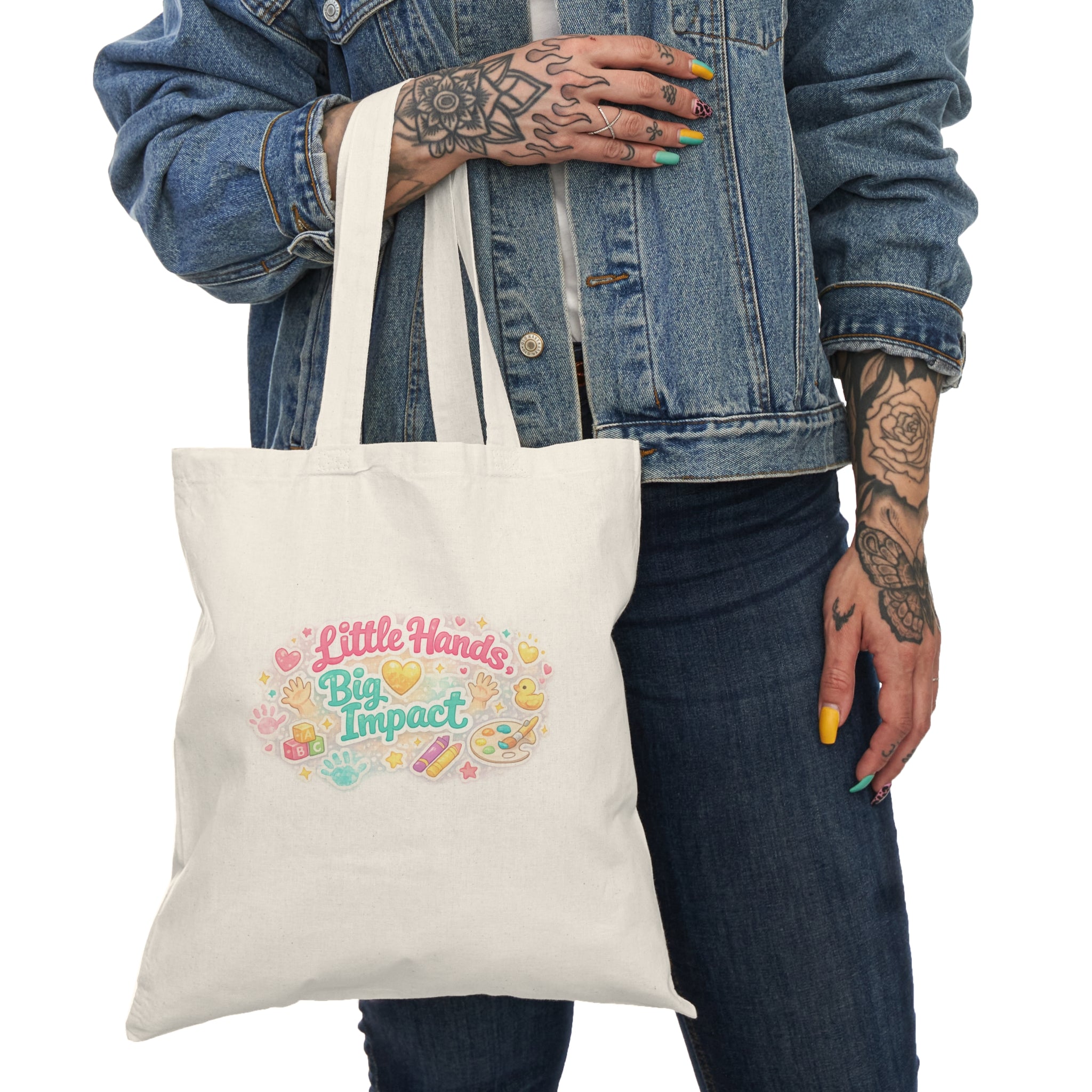 Natural Tote Bag — 'Little Hands, Big Impact' Cute Kids Charity Tote