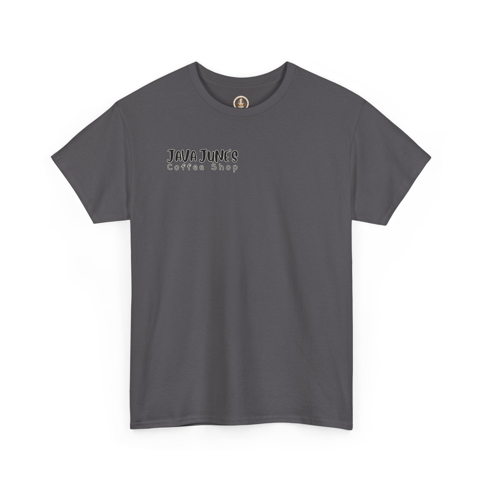 BASIC DRAFT Java June’s Coffee Shop Tee — Cute Coffee Cup Logo T-Shirt