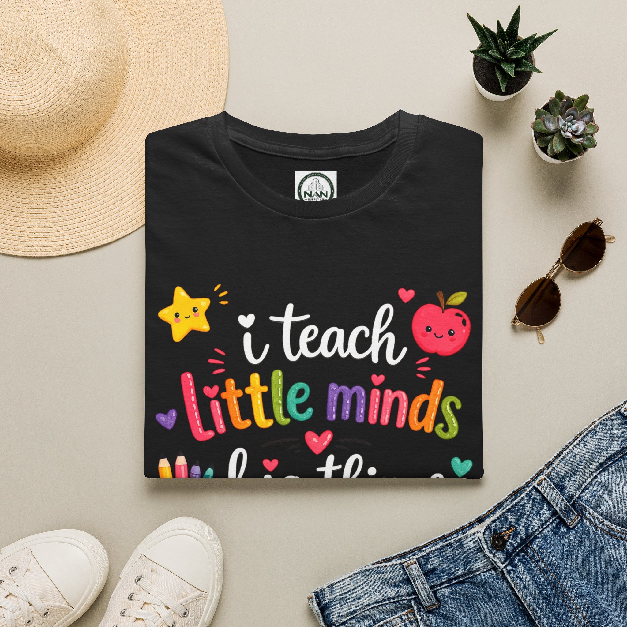 Teacher T-Shirt — "I Teach Little Minds Big Things" Cute Colorful Graphic