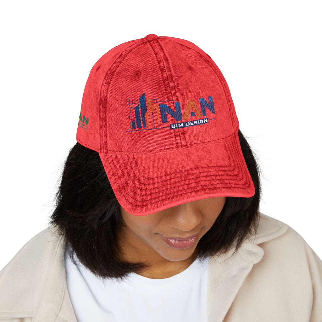 Vintage Embroidered Cap — Distressed NAN Logo Baseball Hat