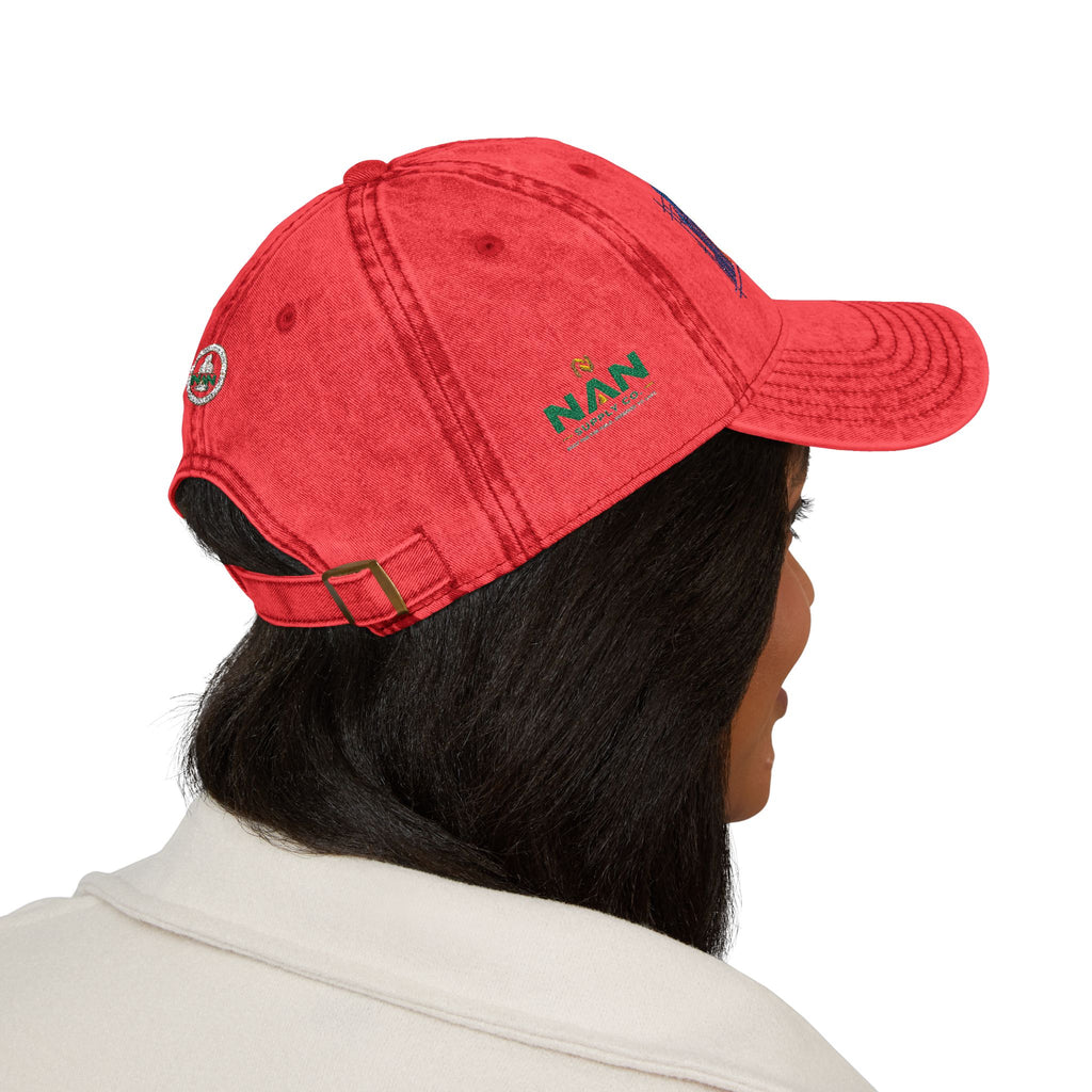 Vintage Embroidered Cap — Distressed NAN Logo Baseball Hat