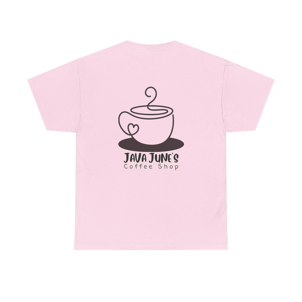 BASIC DRAFT Java June’s Coffee Shop Tee — Cute Coffee Cup Logo T-Shirt