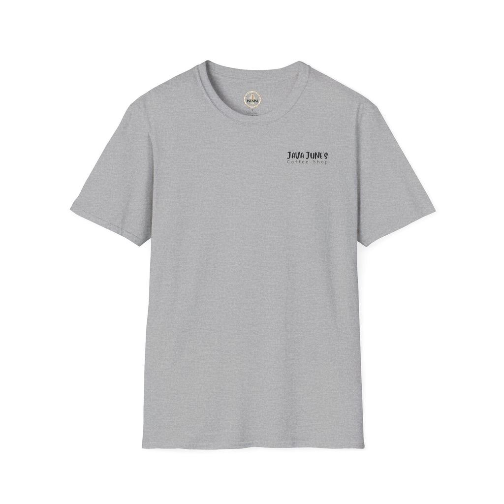 Coffee Shop Logo T-Shirt — "Java June's Coffee Shop" Minimal Chest Print