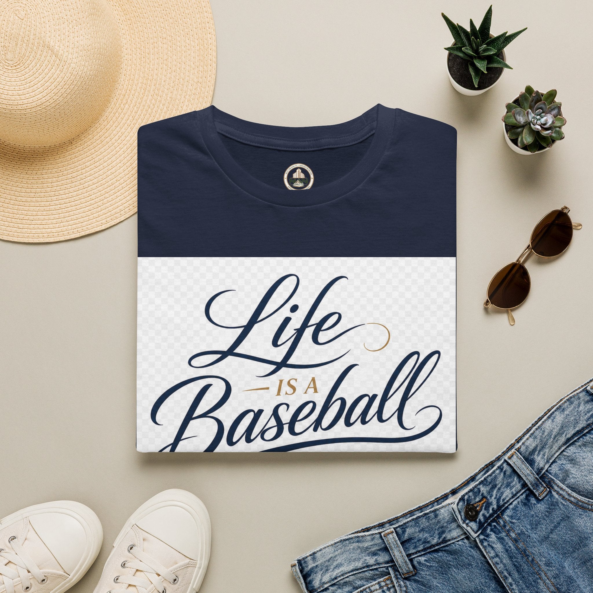 Baseball T-Shirt — “Life Is a Baseball” Inspirational Soft Tee (Don’t Strike Out)