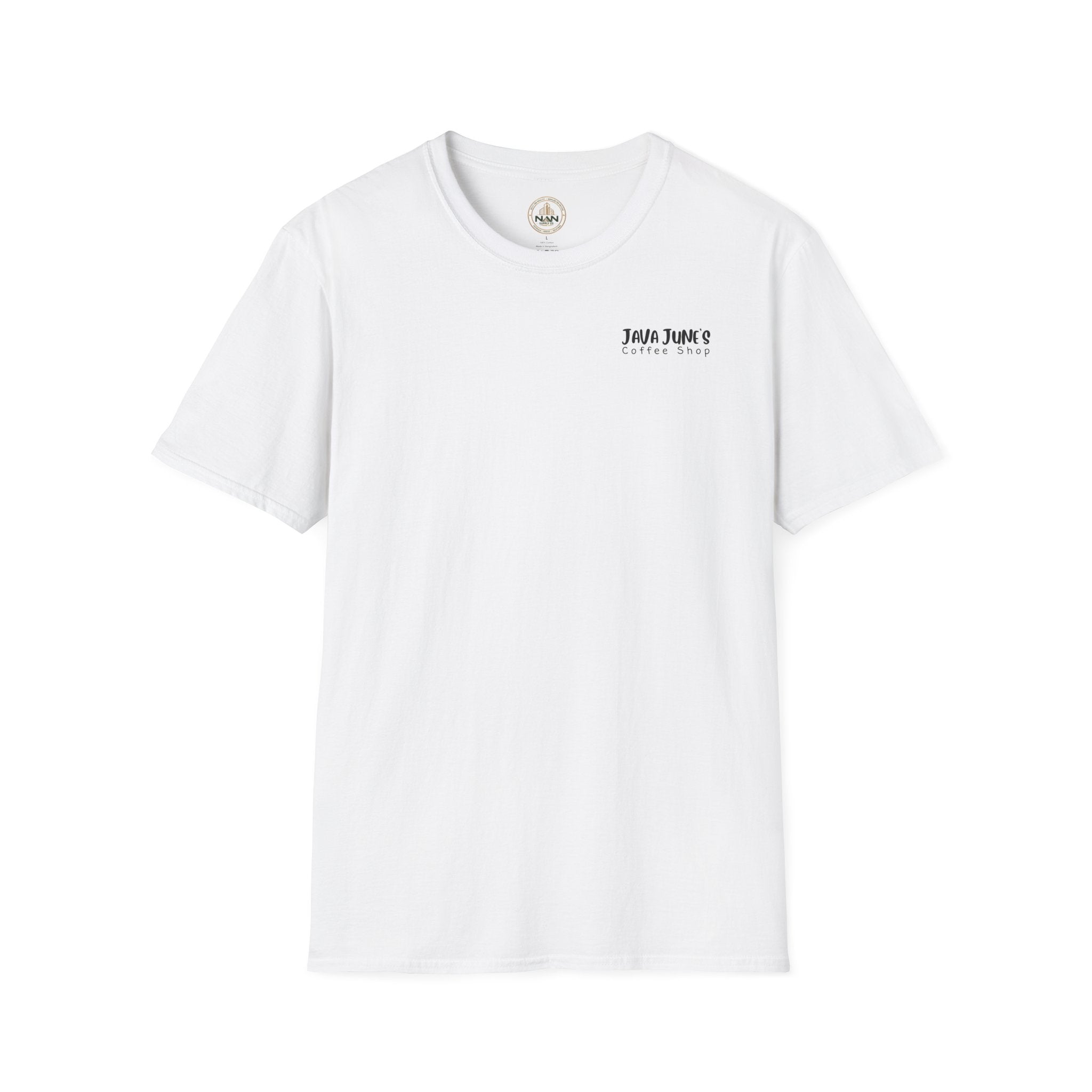 Coffee Shop Logo T-Shirt — "Java June's Coffee Shop" Minimal Chest Print