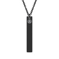 Engravable Vertical Bar Necklace — Personalized Slim Pendant with Accent Stud