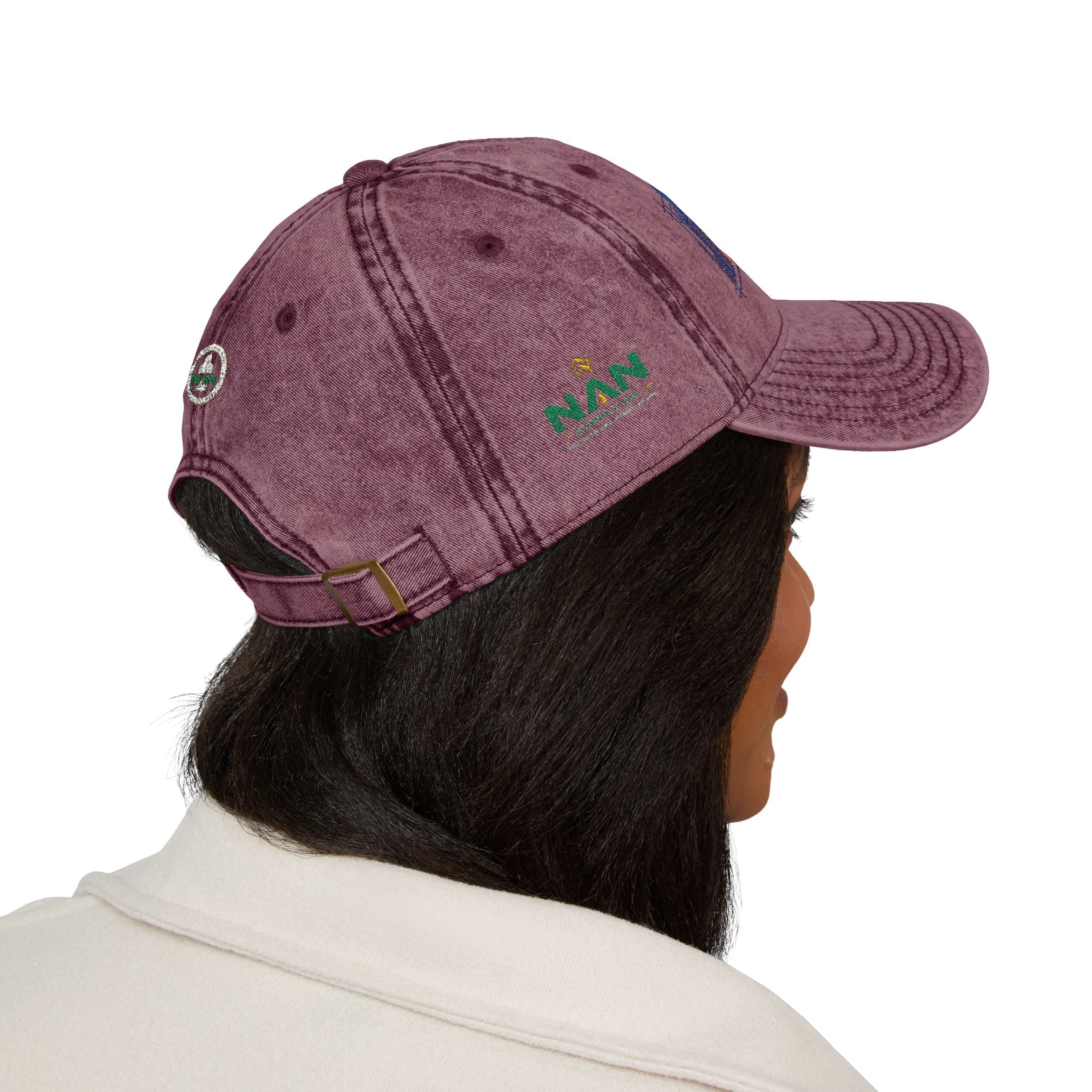 Vintage Embroidered Cap — Distressed NAN Logo Baseball Hat