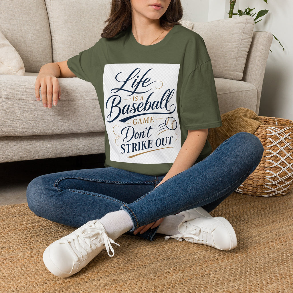 Baseball T-Shirt — “Life Is a Baseball” Inspirational Soft Tee (Don’t Strike Out)