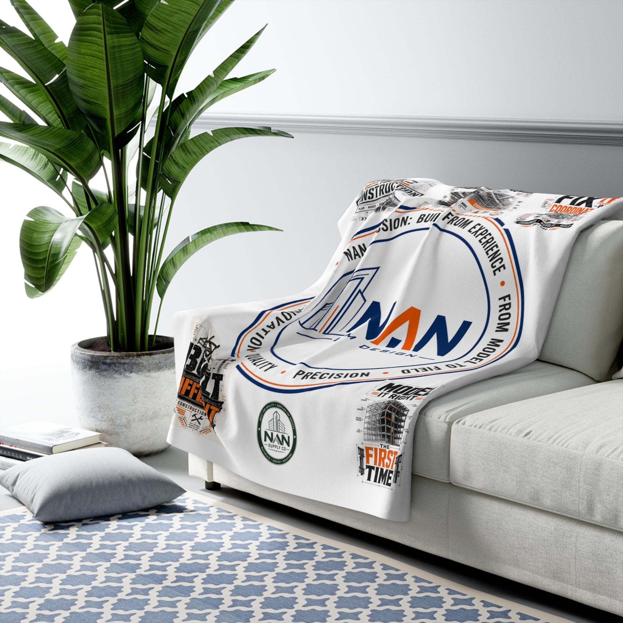 Sherpa Fleece Blanket — NAN BIM Design Logo Plush Throw for Construction Professionals