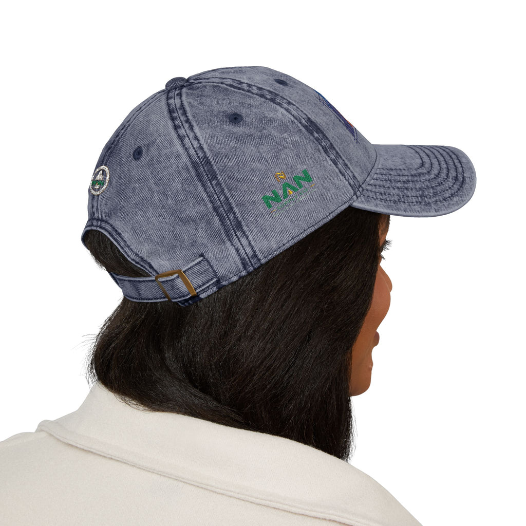 Vintage Embroidered Cap — Distressed NAN Logo Baseball Hat