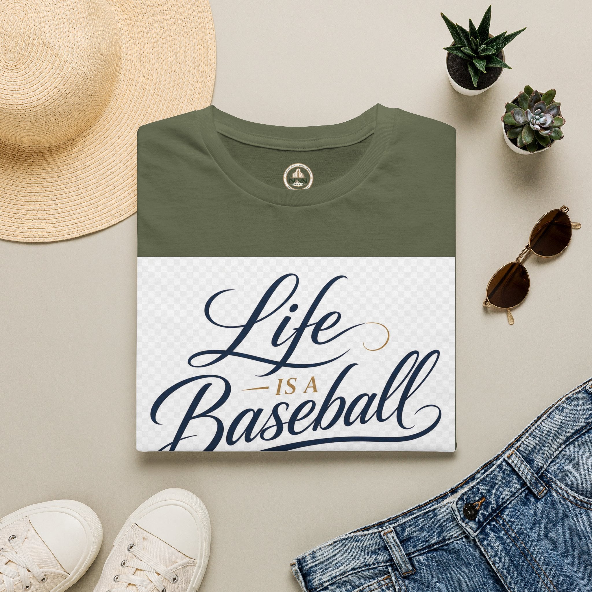 Baseball T-Shirt — “Life Is a Baseball” Inspirational Soft Tee (Don’t Strike Out)