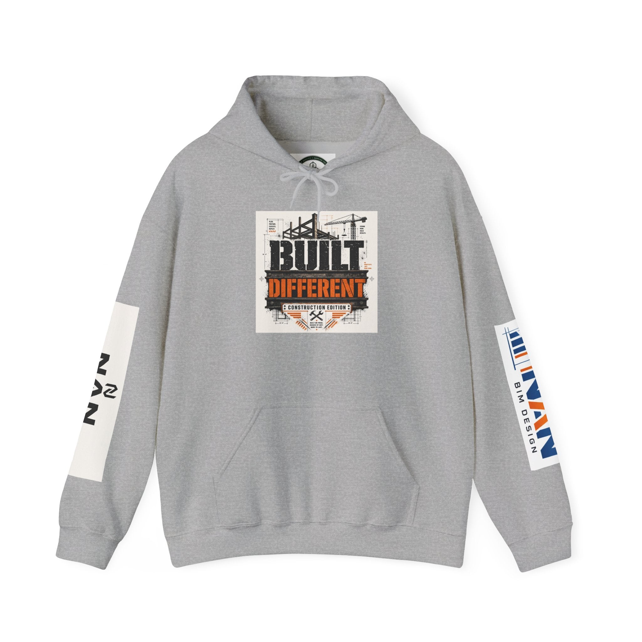 Hoodie - "Built Different" Construction Crew Logo Hoodie