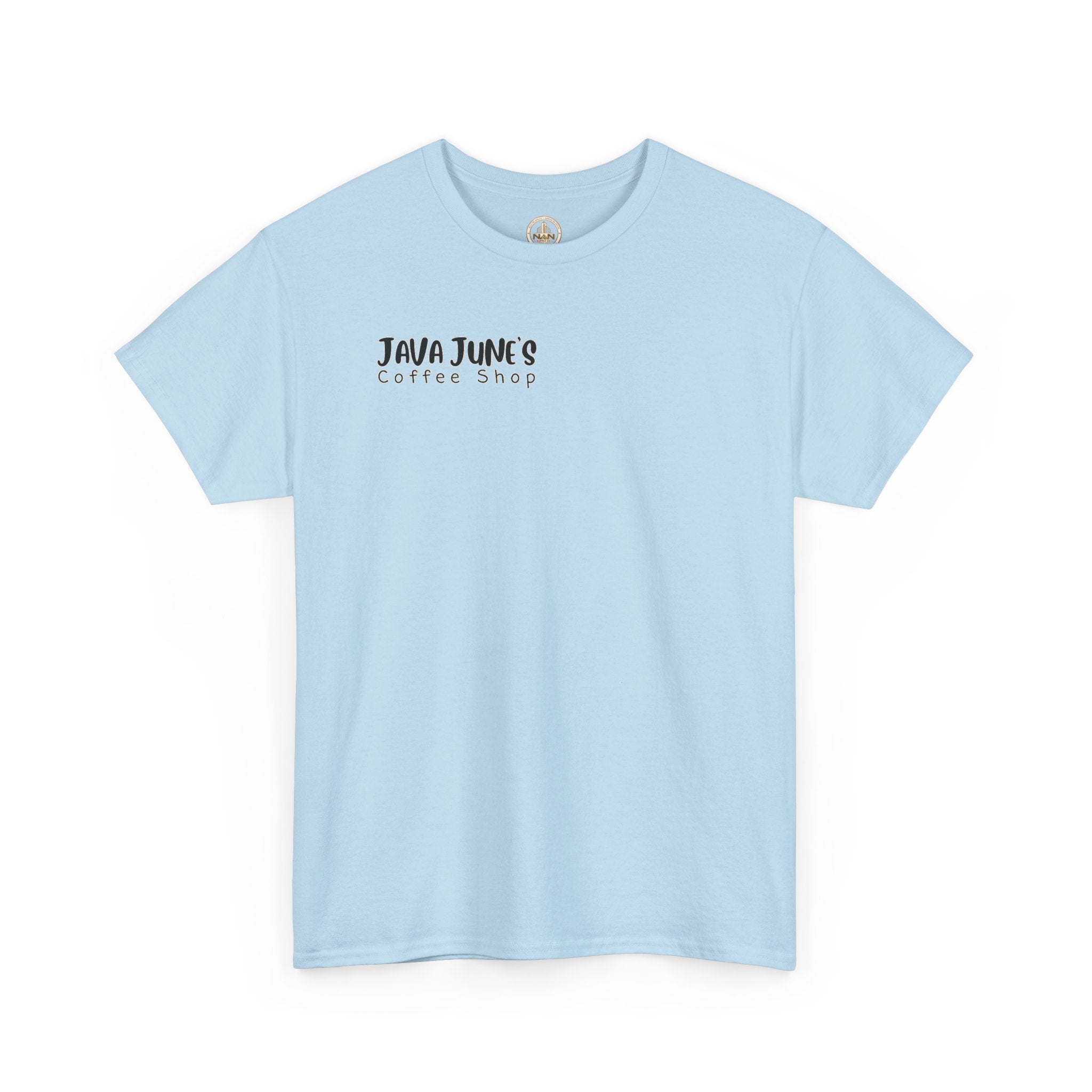 BASIC DRAFT Java June’s Coffee Shop Tee — Cute Coffee Cup Logo T-Shirt