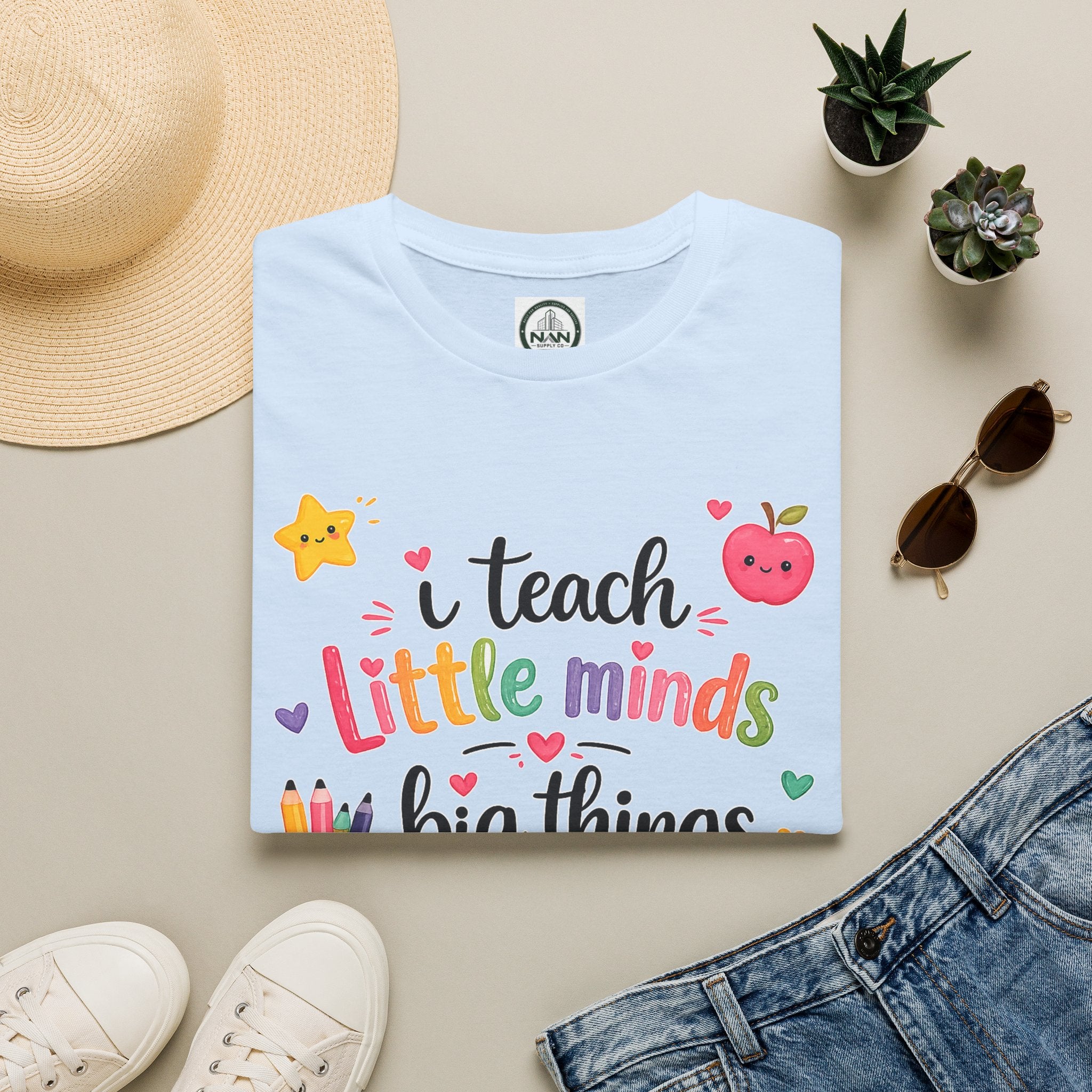 Teacher T-Shirt — "I Teach Little Minds Big Things" Cute Colorful Graphic