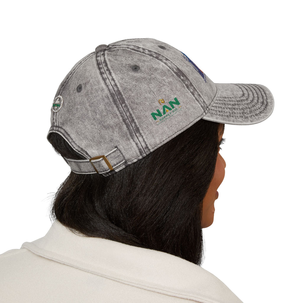 Vintage Embroidered Cap — Distressed NAN Logo Baseball Hat