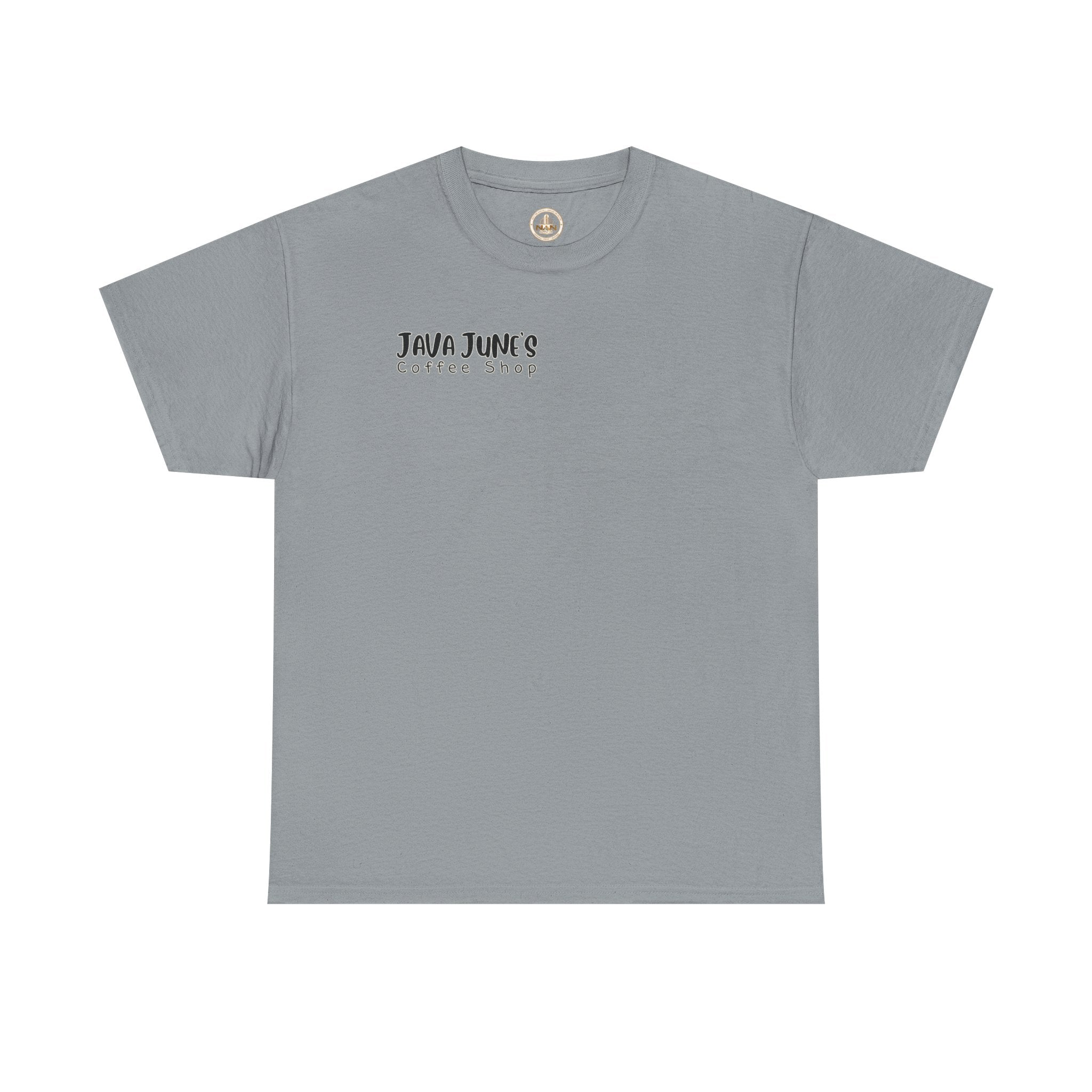 BASIC DRAFT Java June’s Coffee Shop Tee — Cute Coffee Cup Logo T-Shirt