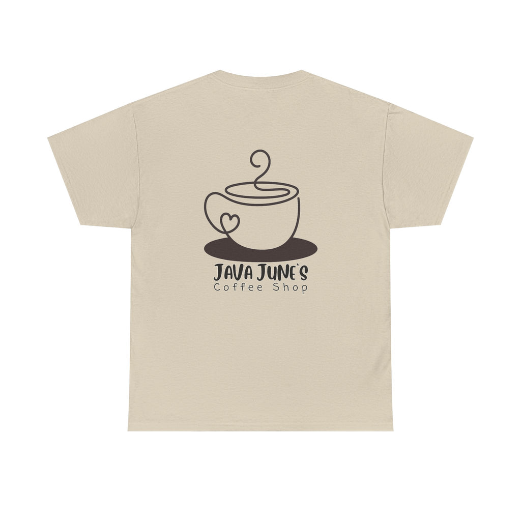 BASIC DRAFT Java June’s Coffee Shop Tee — Cute Coffee Cup Logo T-Shirt