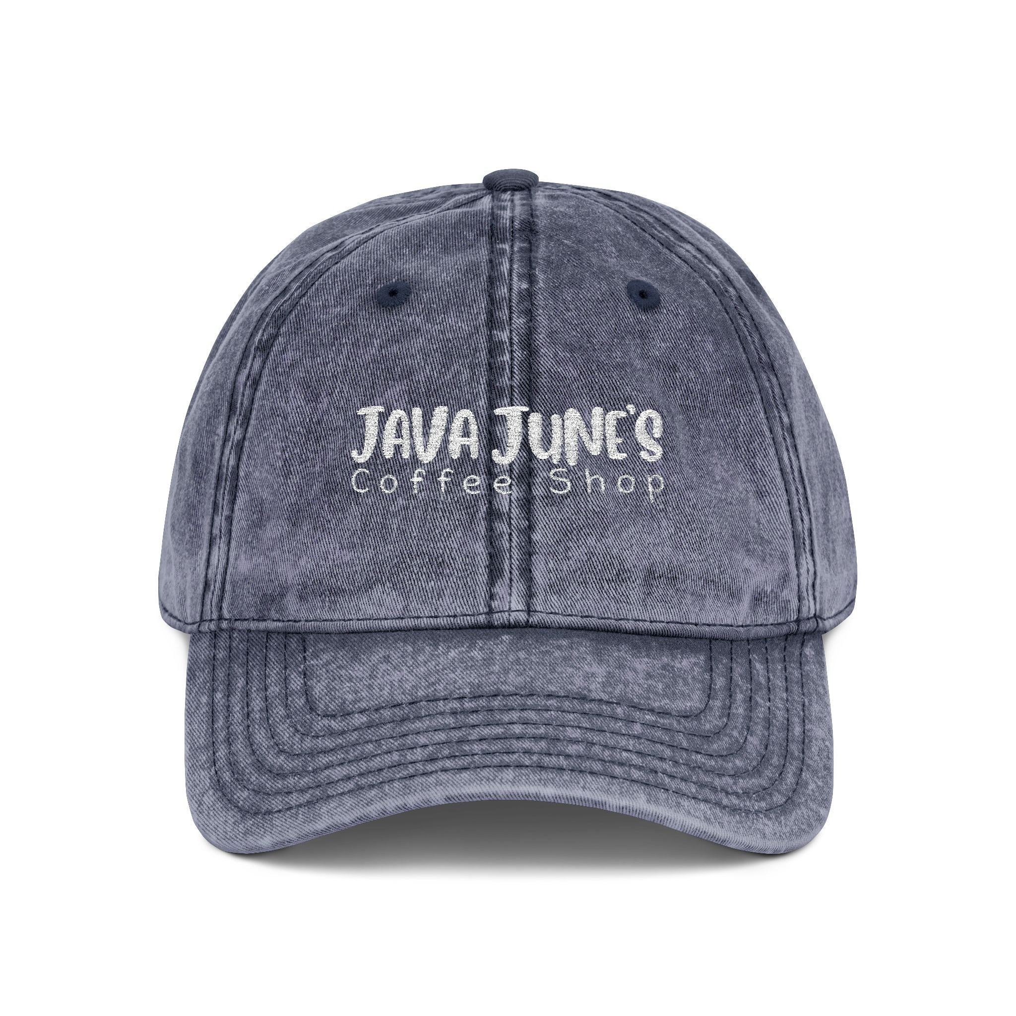 DRAFT Vintage Embroidered Baseball Cap — "Java Juno Coffeehouse" Washed Cotton