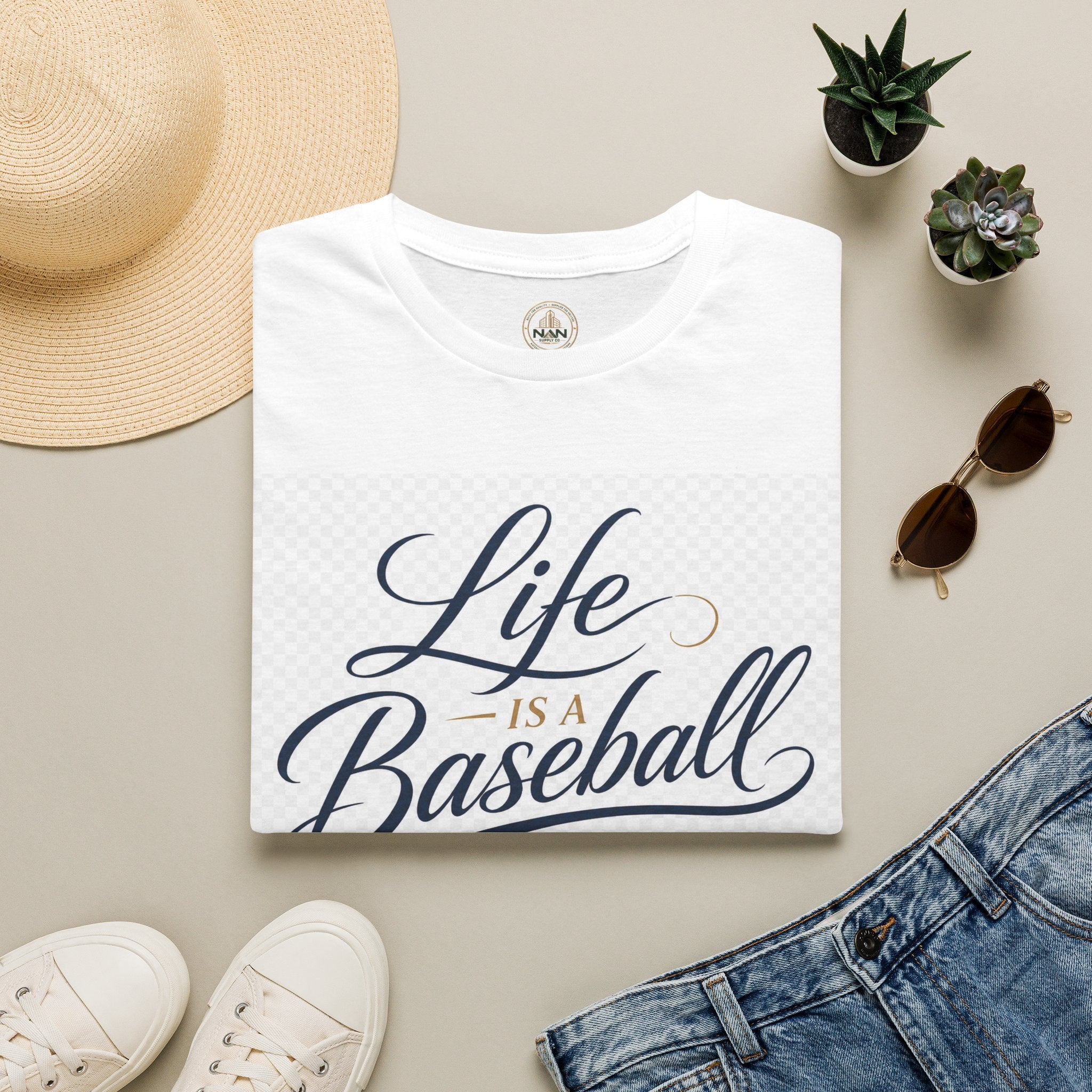 Baseball T-Shirt — “Life Is a Baseball” Inspirational Soft Tee (Don’t Strike Out)