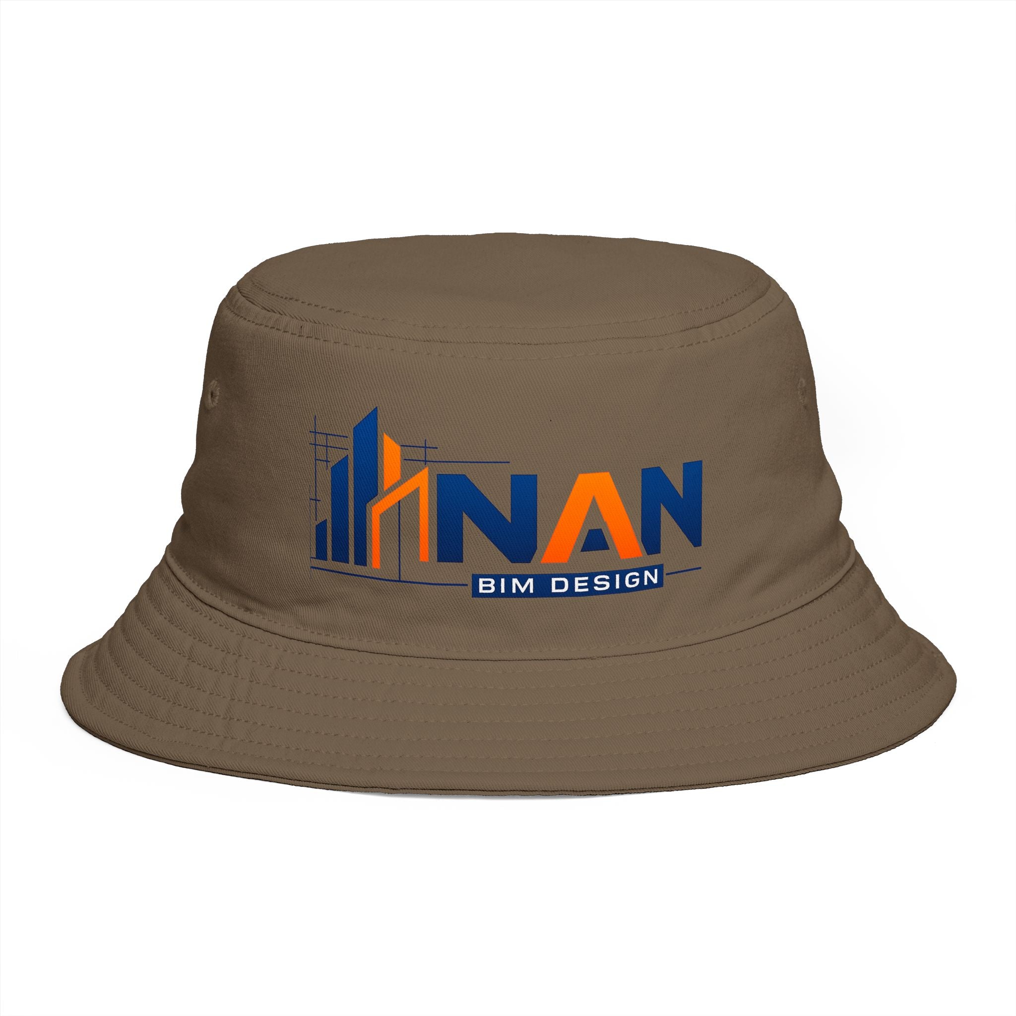 Bucket Hat — NAN BIM Design Logo Embroidered Brown Bucket Hat