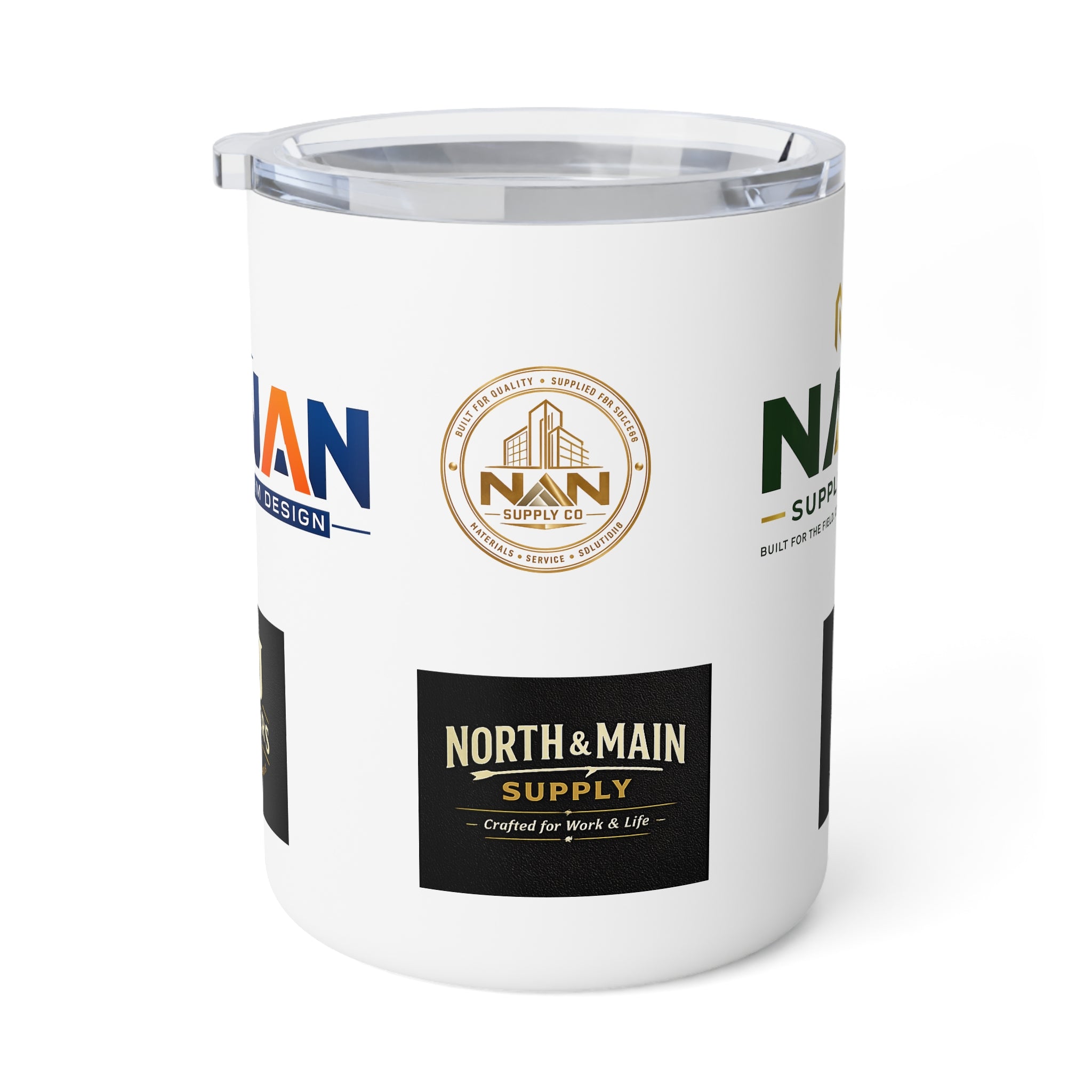 North & Main Logo 10oz Insulated Coffee Mug — Stainless Travel Tumbler with Lid
