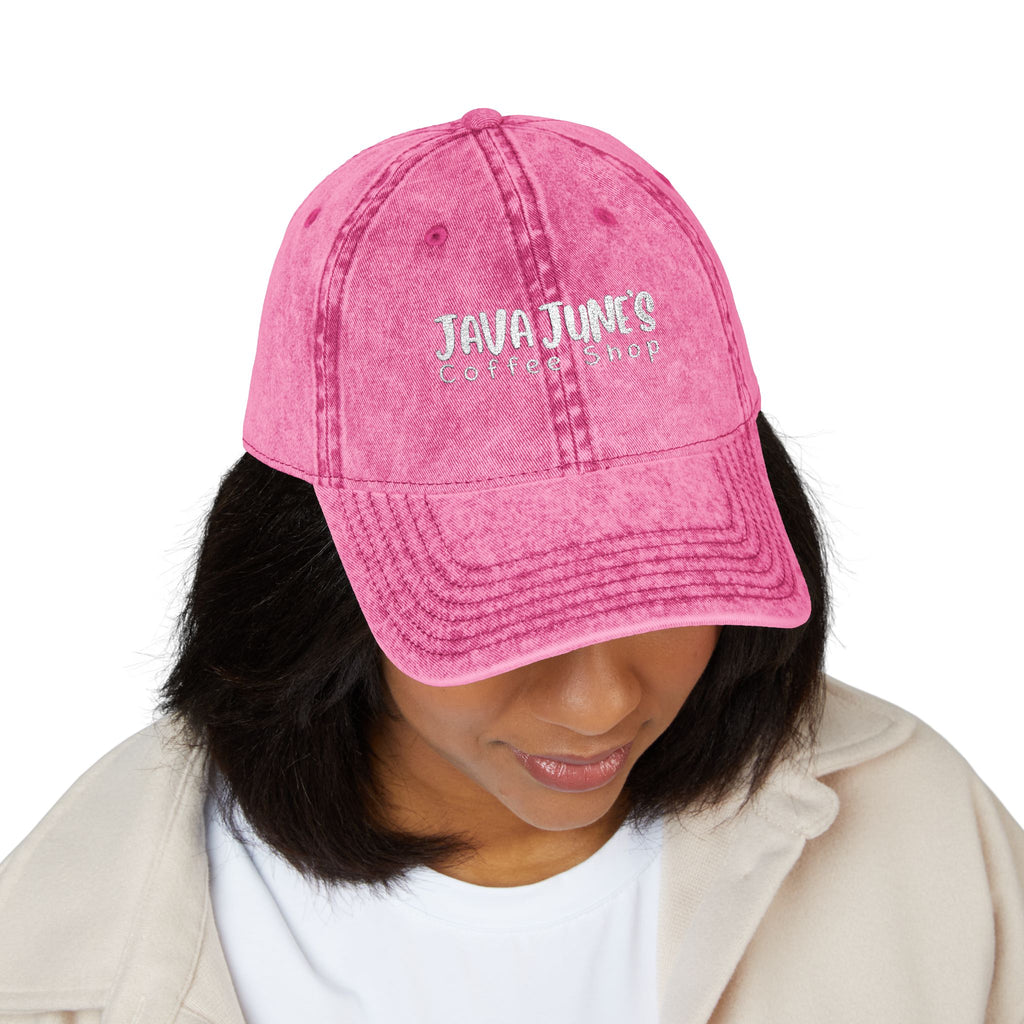DRAFT Vintage Embroidered Baseball Cap — "Java Juno Coffeehouse" Washed Cotton