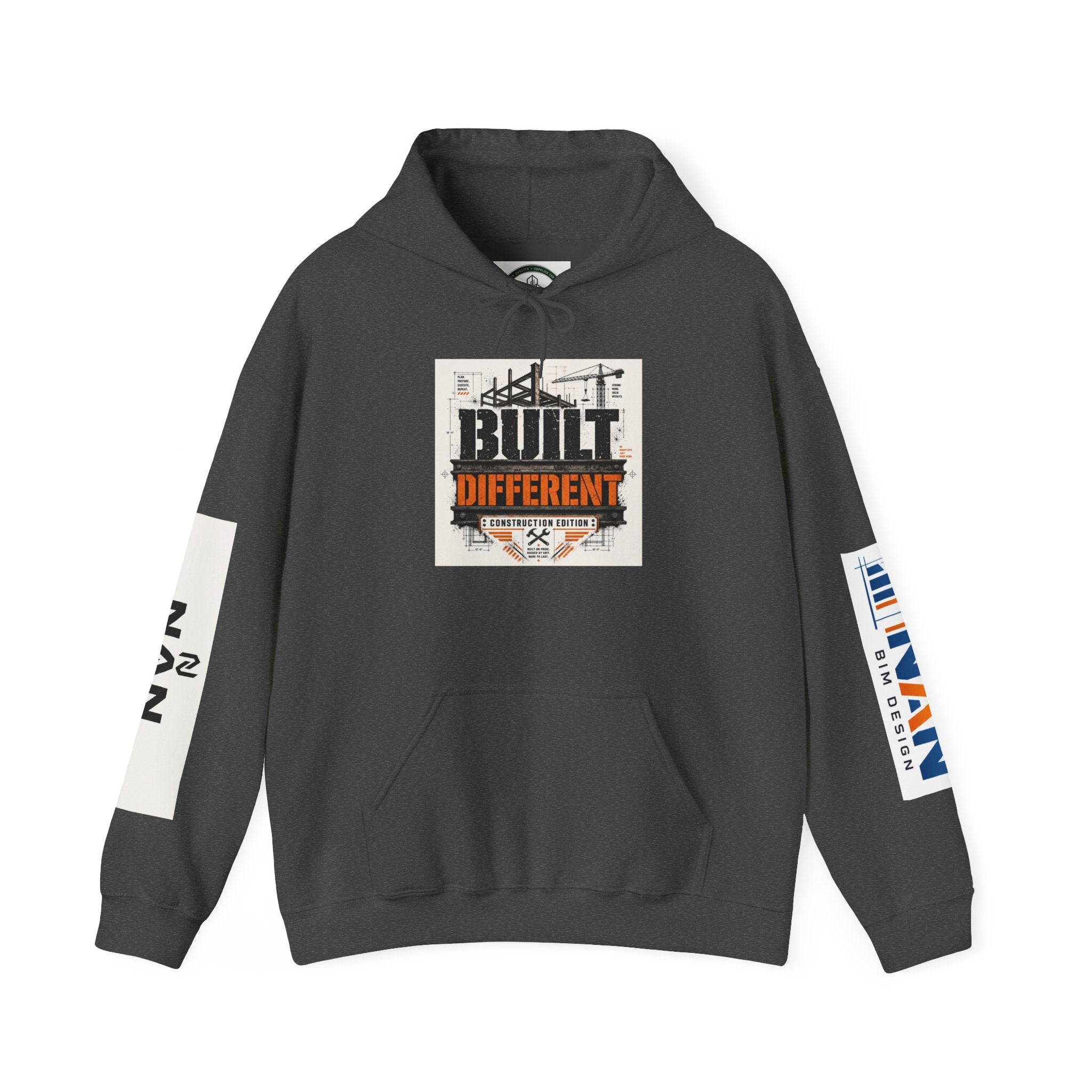 Hoodie - "Built Different" Construction Crew Logo Hoodie