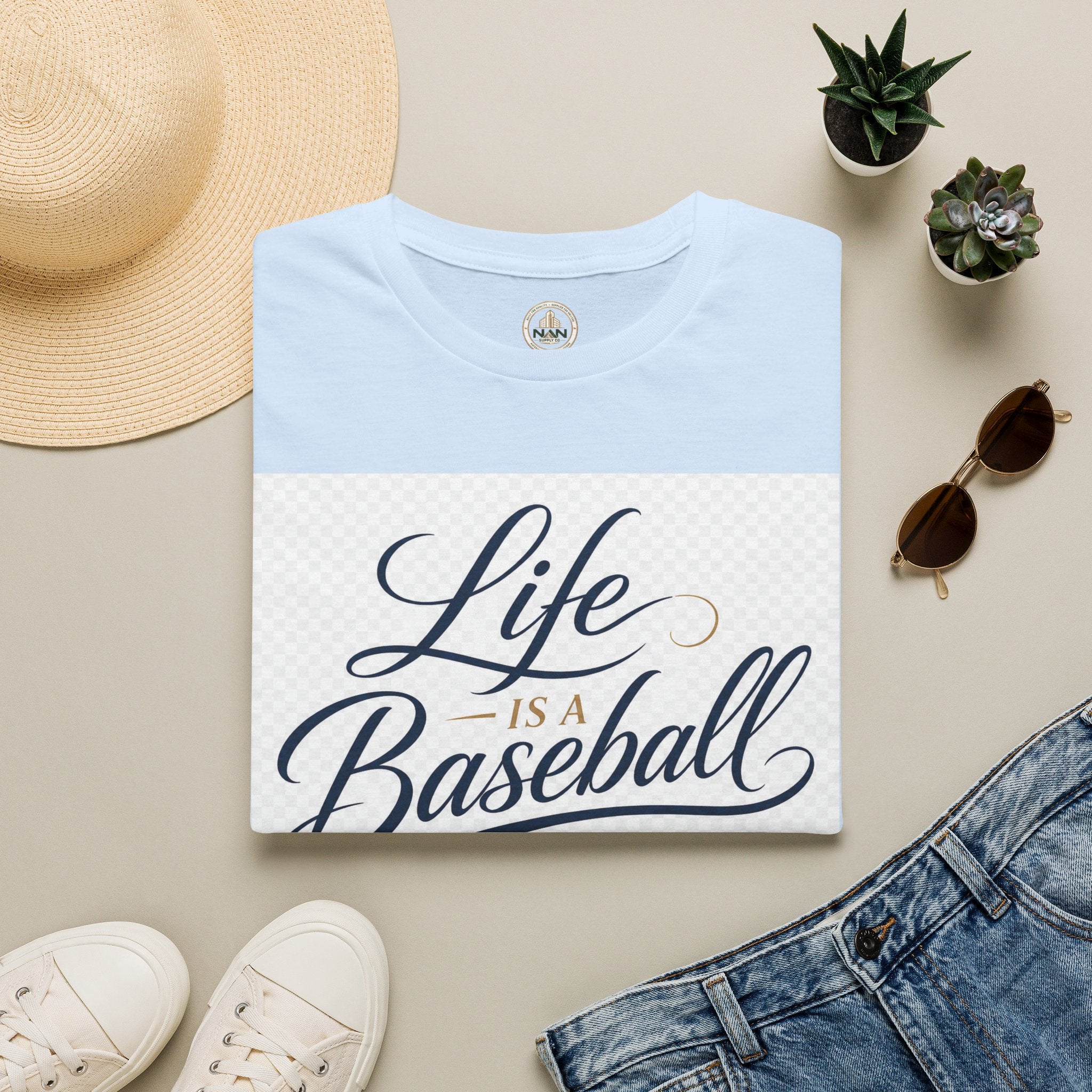Baseball T-Shirt — “Life Is a Baseball” Inspirational Soft Tee (Don’t Strike Out)