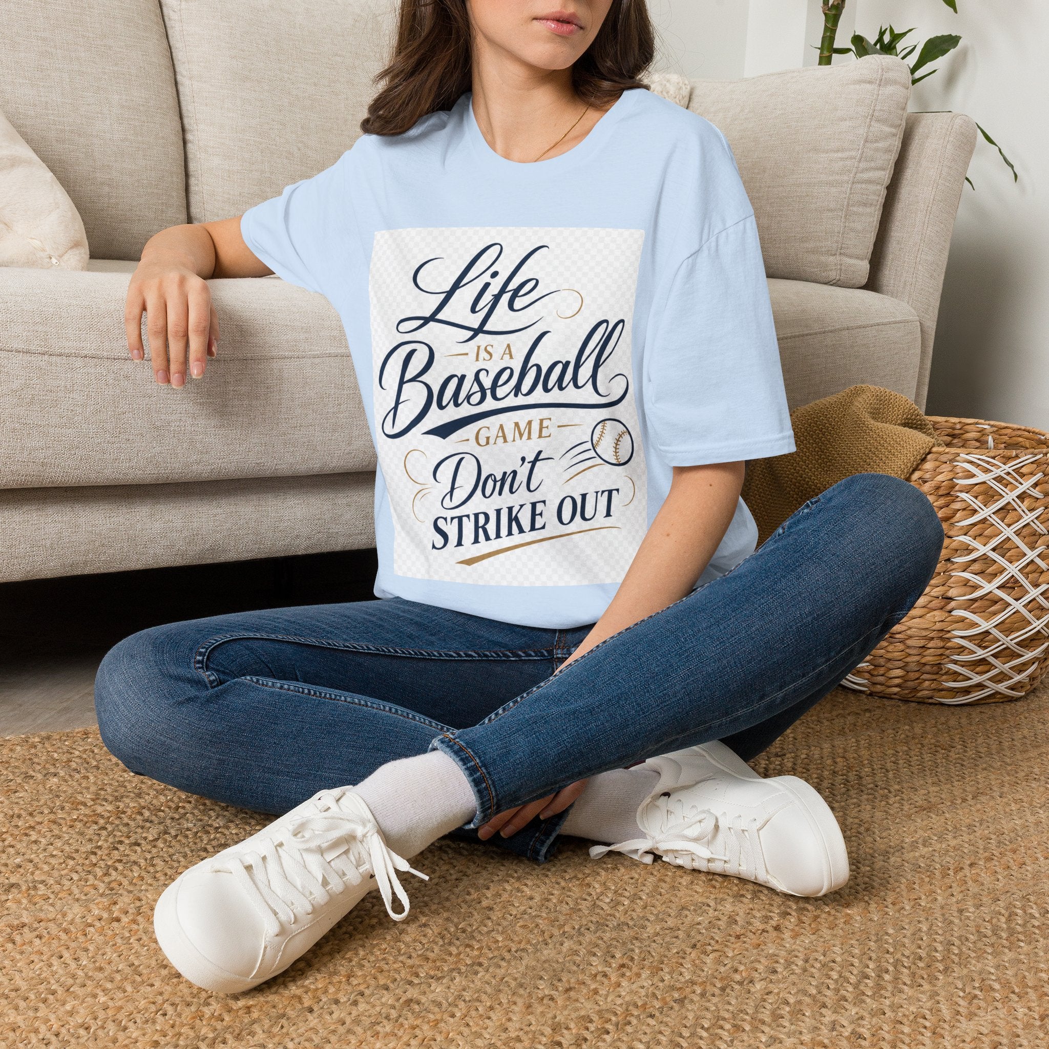 Baseball T-Shirt — “Life Is a Baseball” Inspirational Soft Tee (Don’t Strike Out)