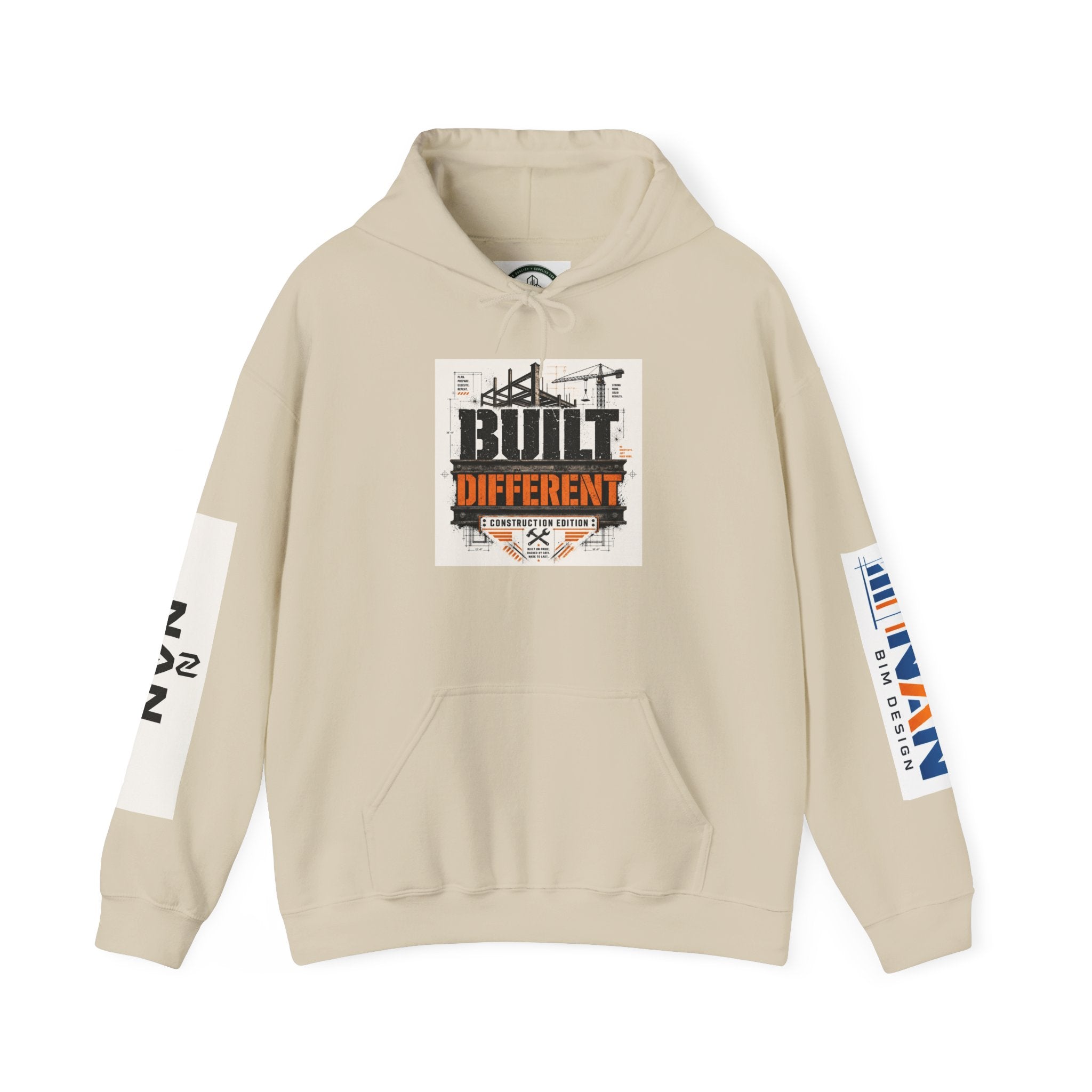 Hoodie - "Built Different" Construction Crew Logo Hoodie