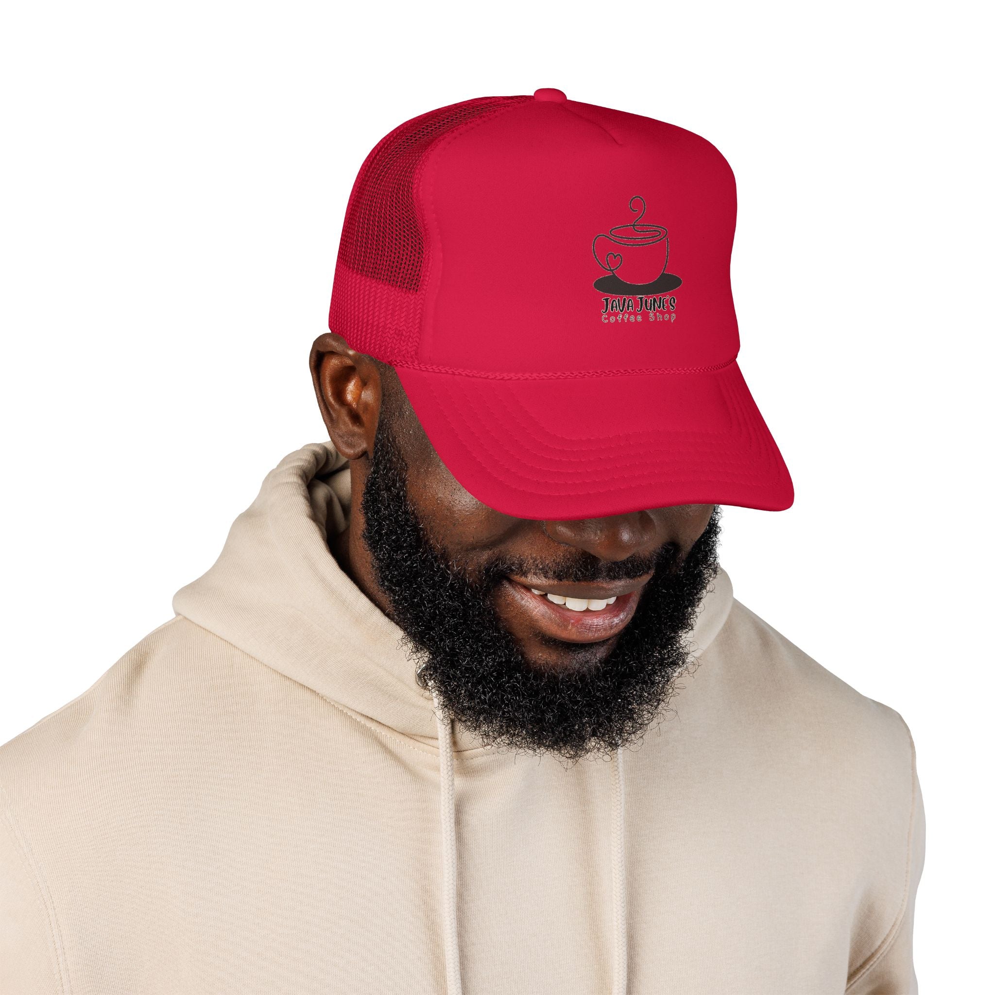 Coffee Shop Trucker Hat – Java June’s Logo Foam Cap