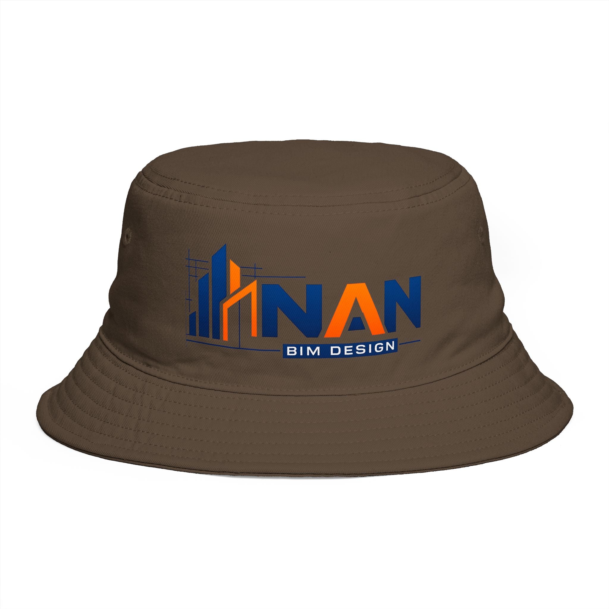 Bucket Hat — NAN BIM Design Logo Embroidered Brown Bucket Hat