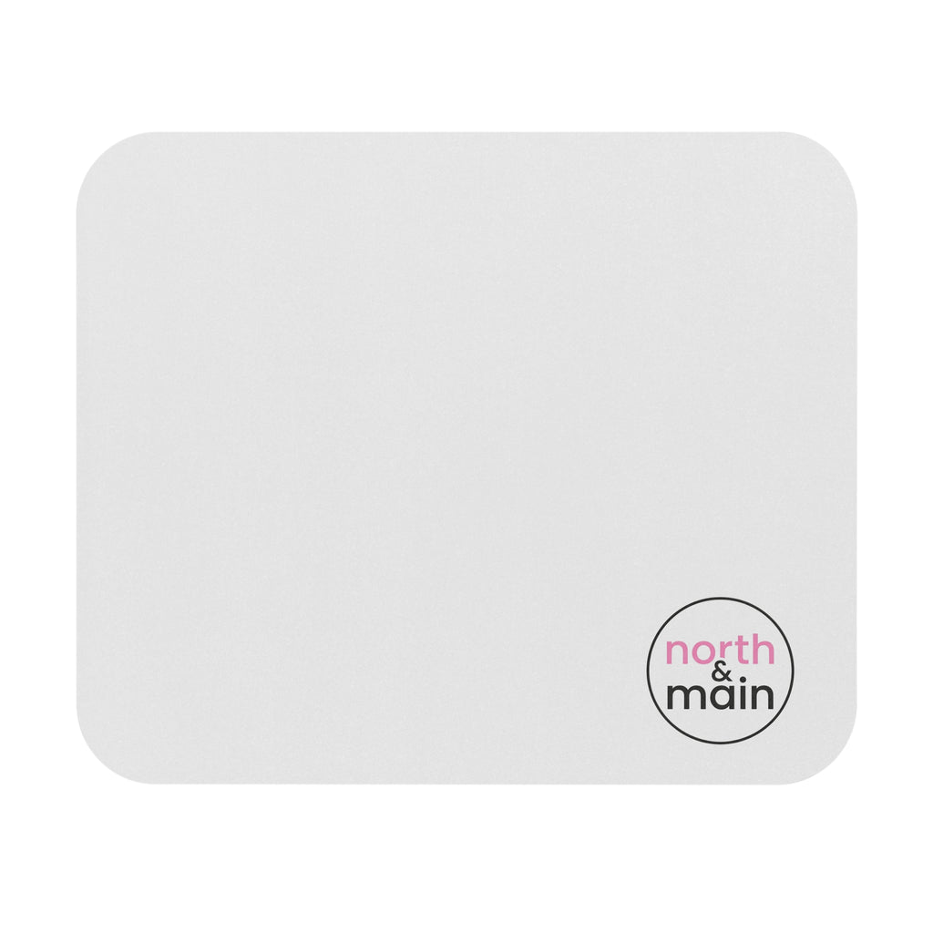 Mouse Pad — Minimal White Desk Mousepad with 'north & main' Logo