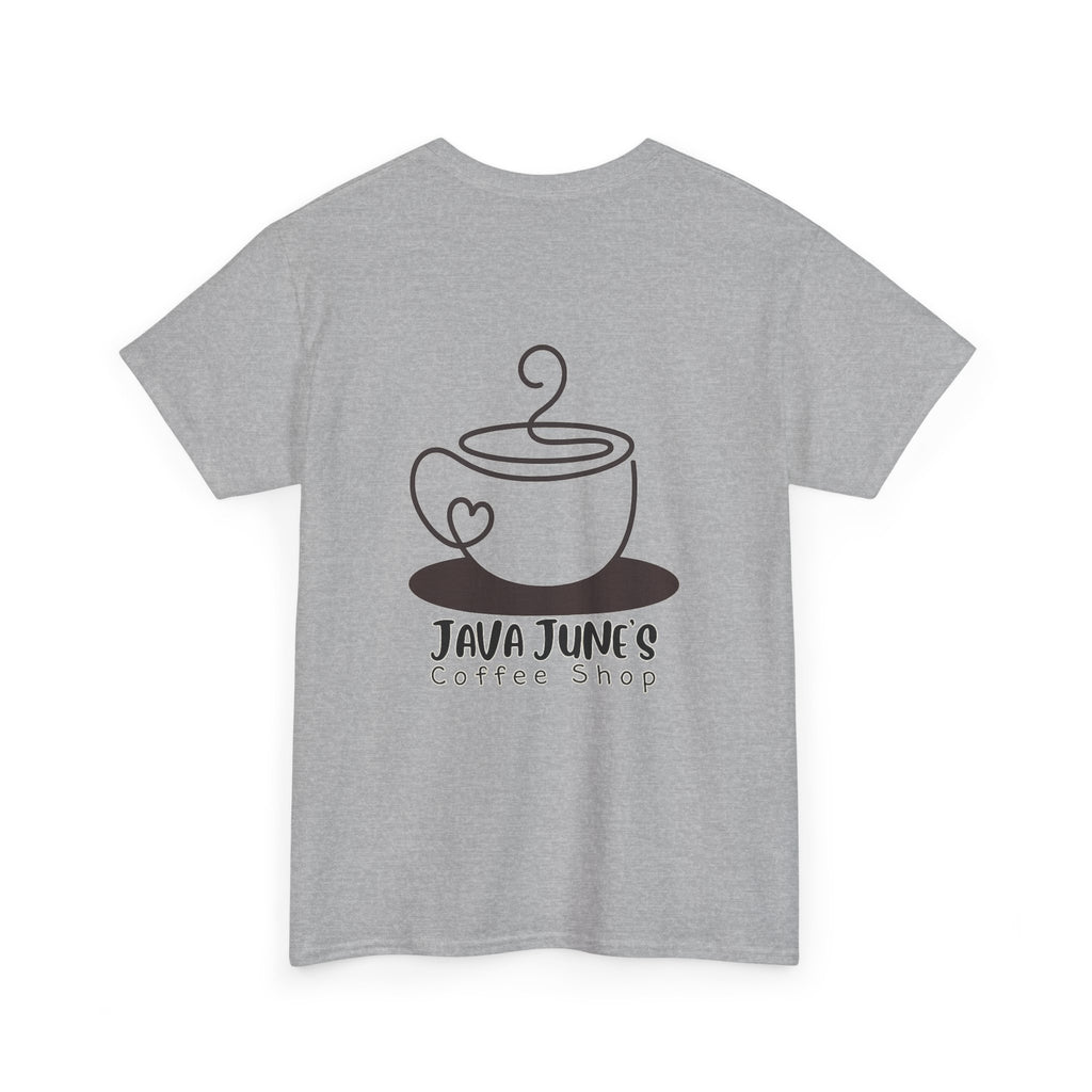 BASIC DRAFT Java June’s Coffee Shop Tee — Cute Coffee Cup Logo T-Shirt