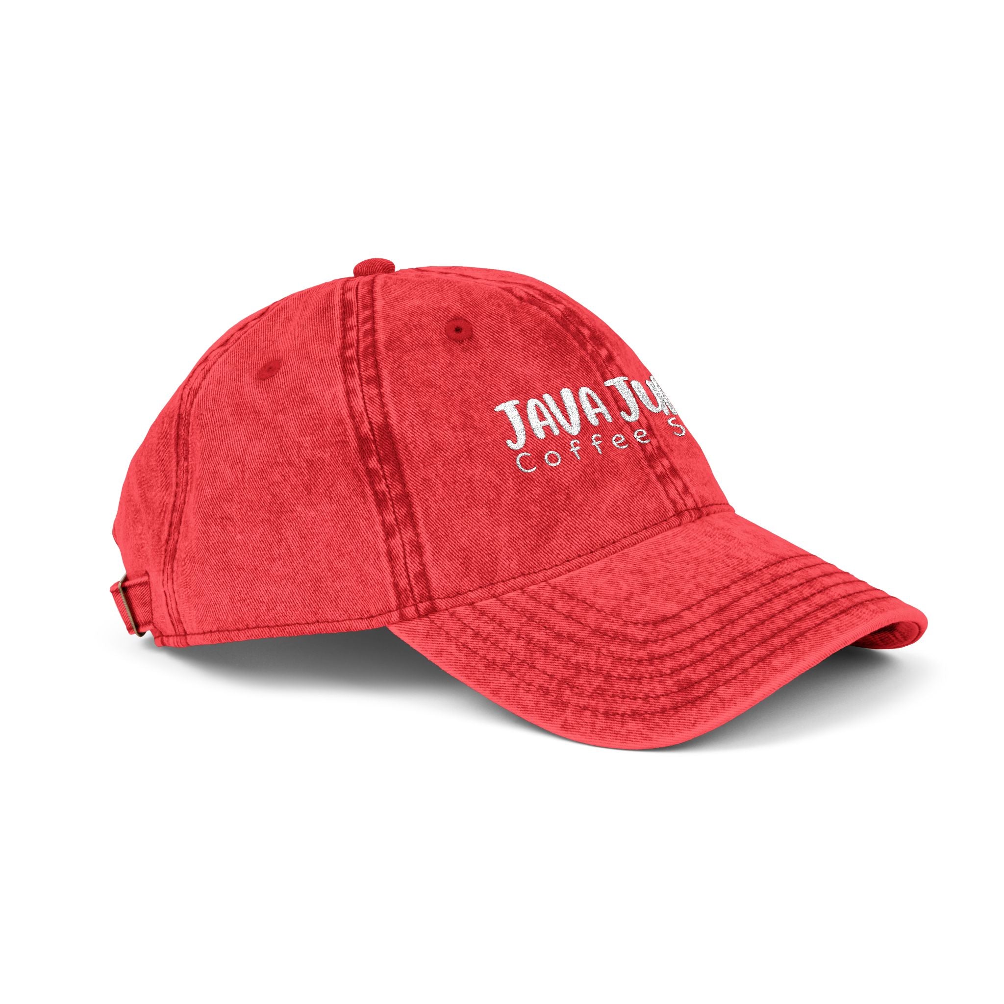 DRAFT Vintage Embroidered Baseball Cap — "Java Juno Coffeehouse" Washed Cotton