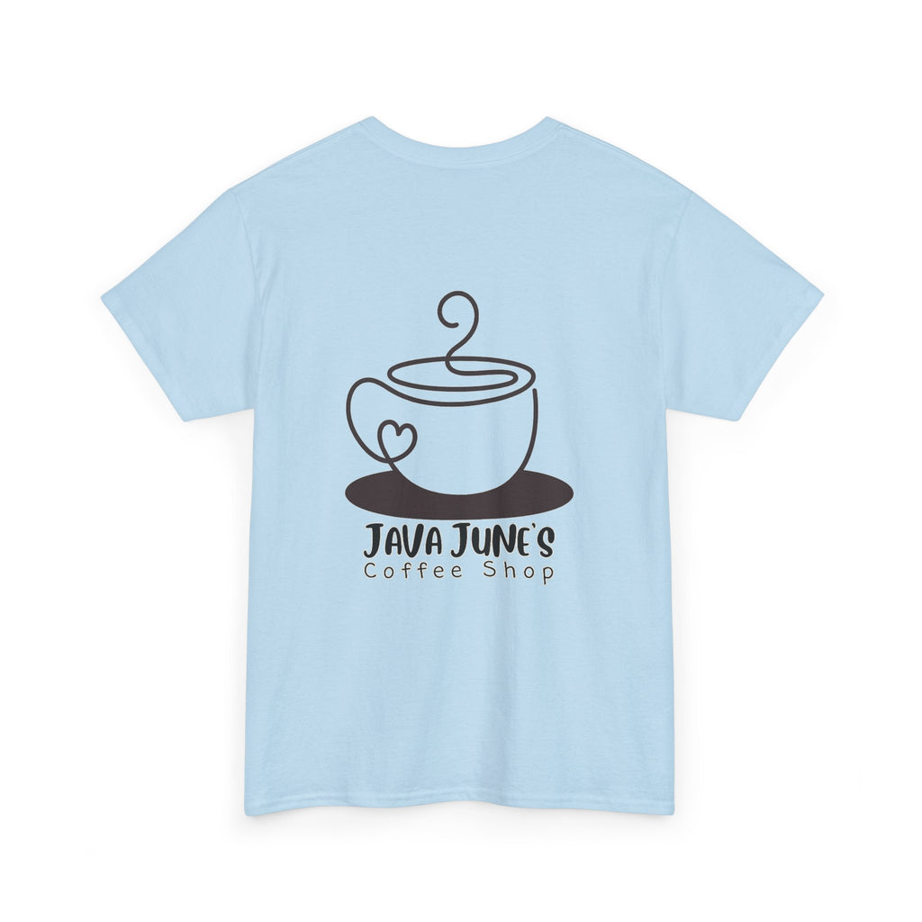 BASIC DRAFT Java June’s Coffee Shop Tee — Cute Coffee Cup Logo T-Shirt